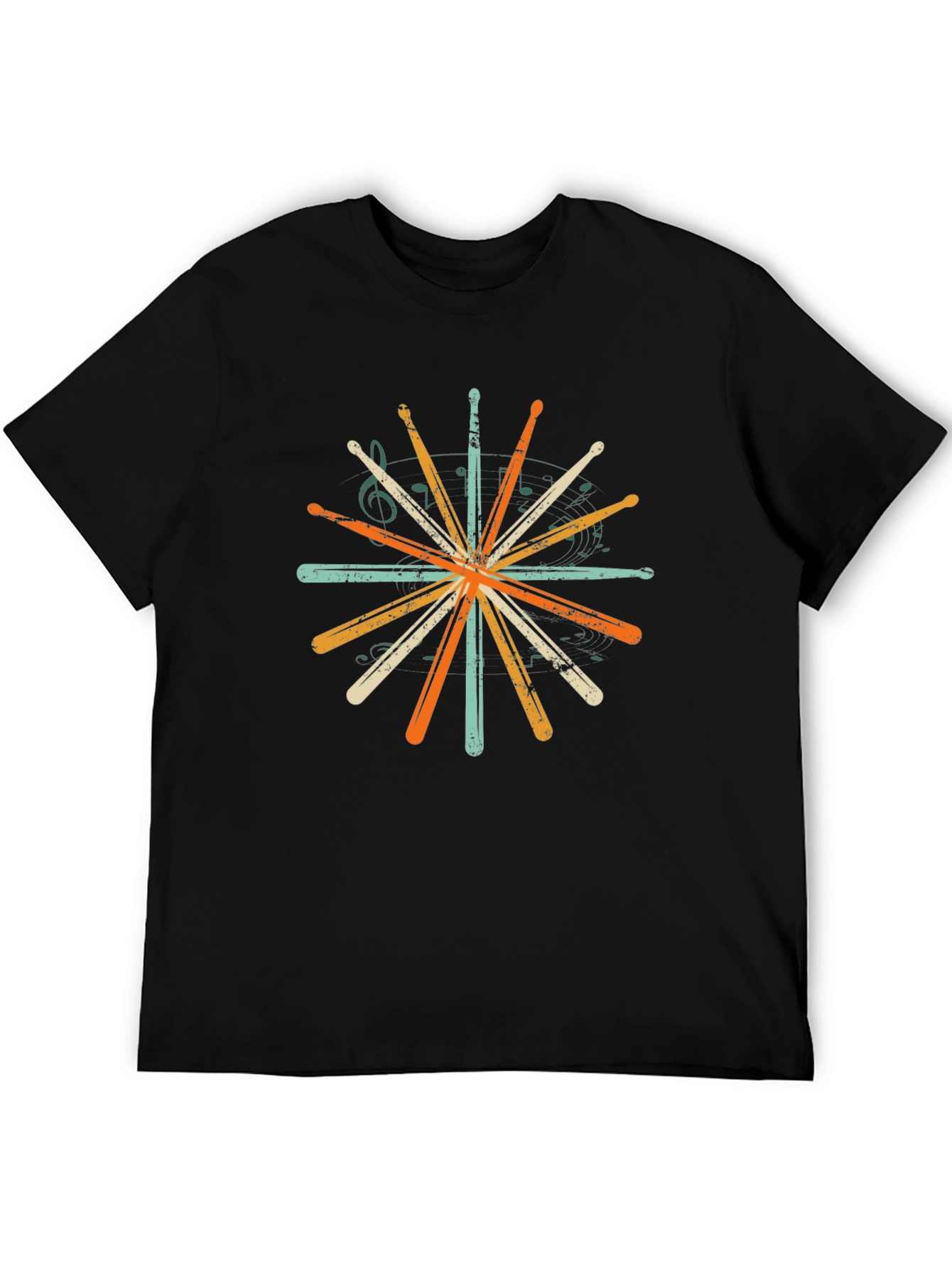 Black Drumsticks Burst Graphic T-Shirt - Music Lover Tee view 5
