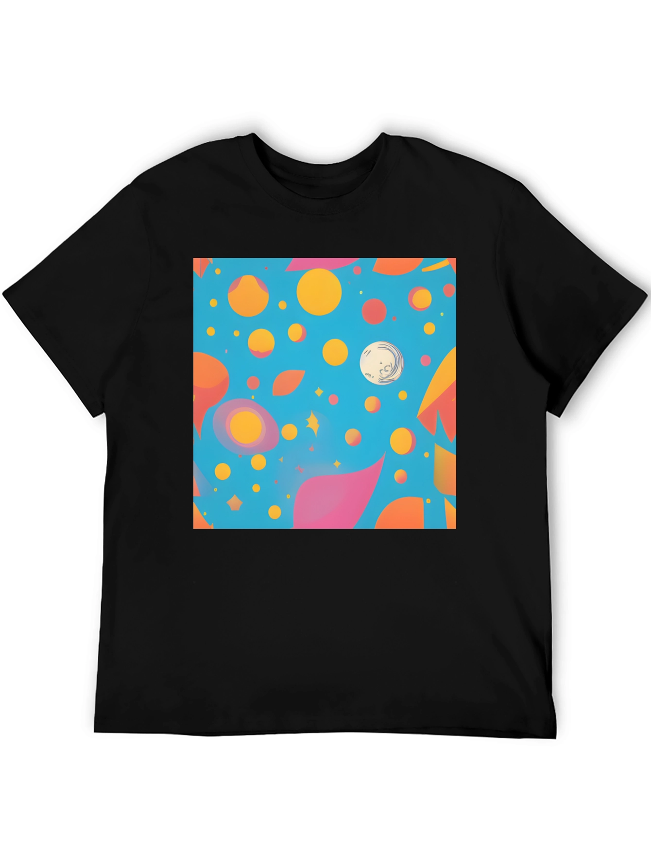 Black Funky Pattern T-Shirt: Colorful Abstract Design view 5