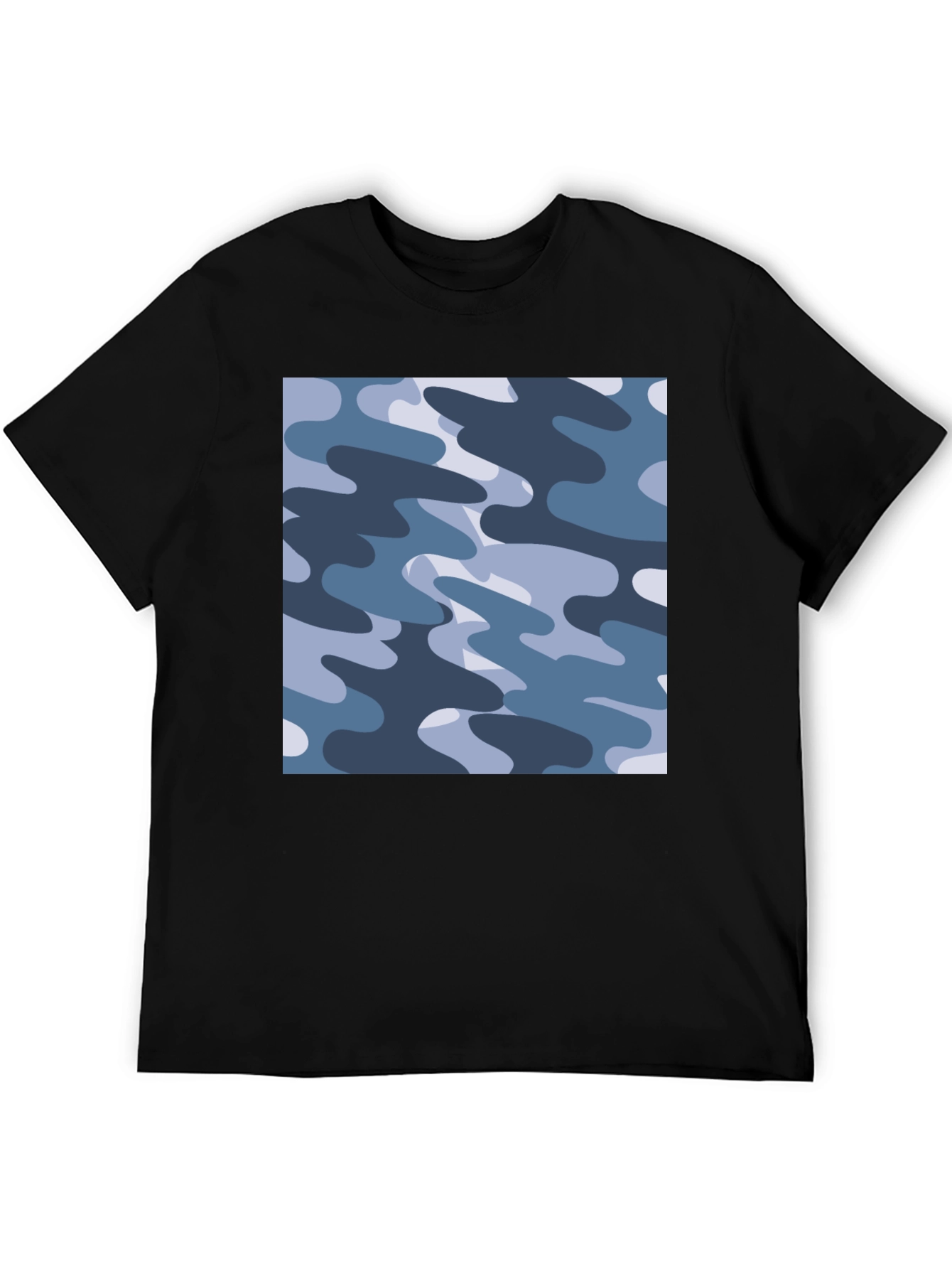 Black Men's Black Camouflage Print T-Shirt view 5