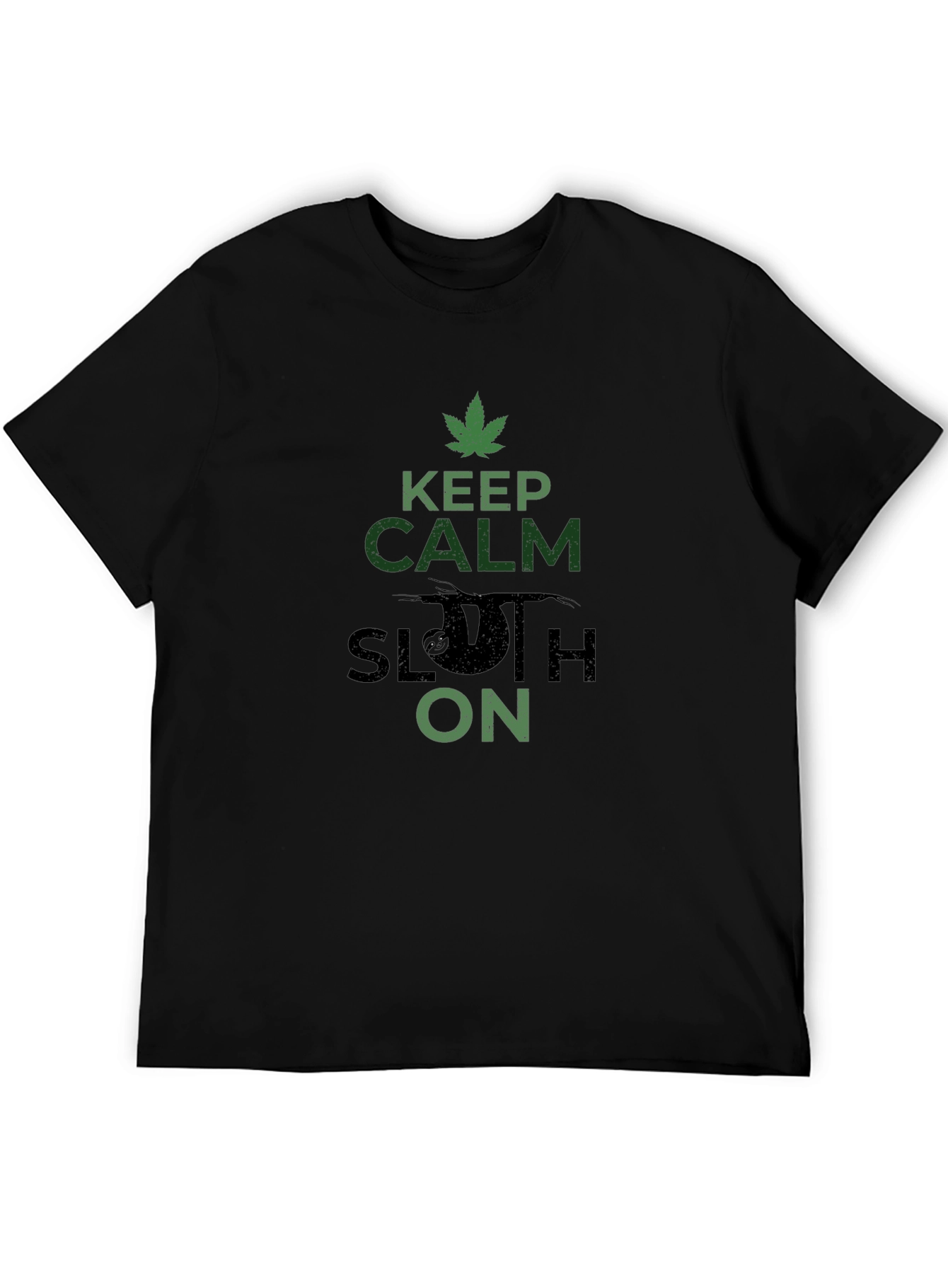 Black Keep Calm Sloth On T-Shirt - Relaxed Fit view 5