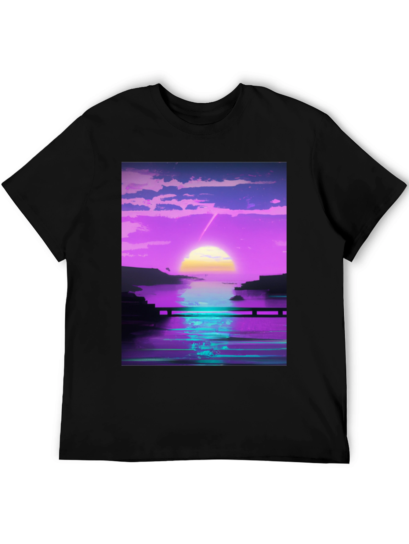 Black Vaporwave Sunset Graphic Tee - Retro Style view 5