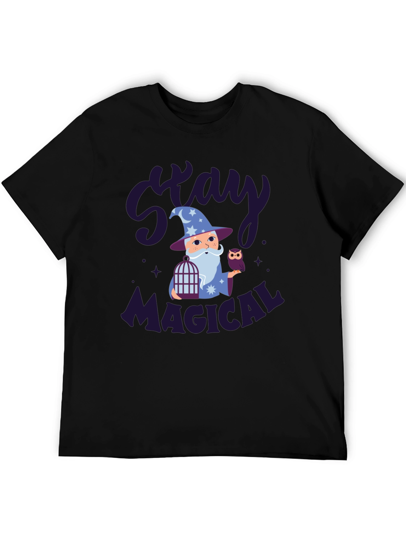 Black Stay Magical Wizard Graphic Tee Shirt view 5