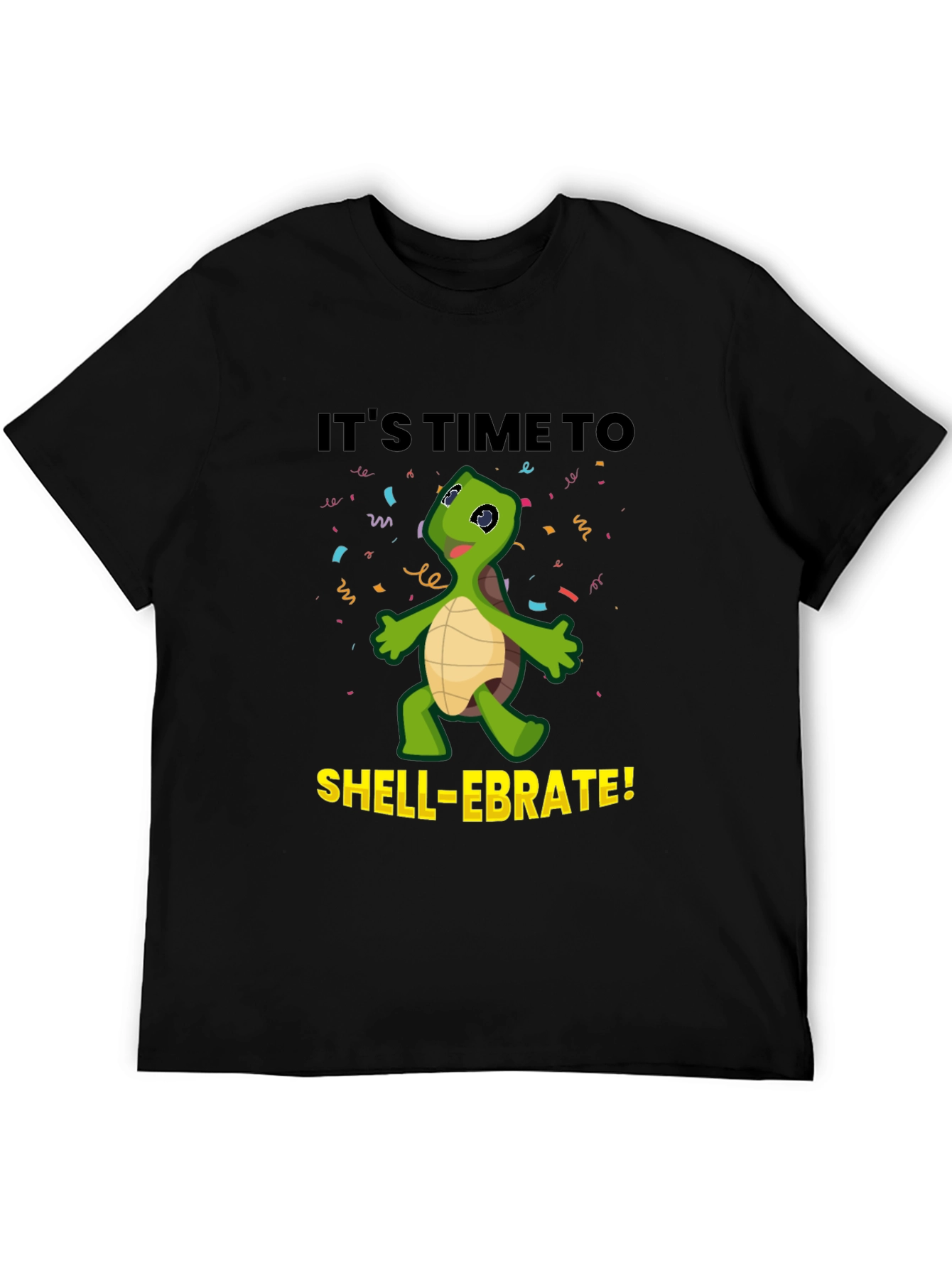 Black It's Time to Shell-ebrate! Fun Turtle T-Shirt view 5