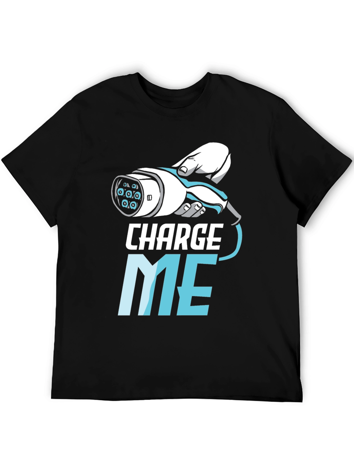 Black Charge Me EV Humor T-Shirt view 5