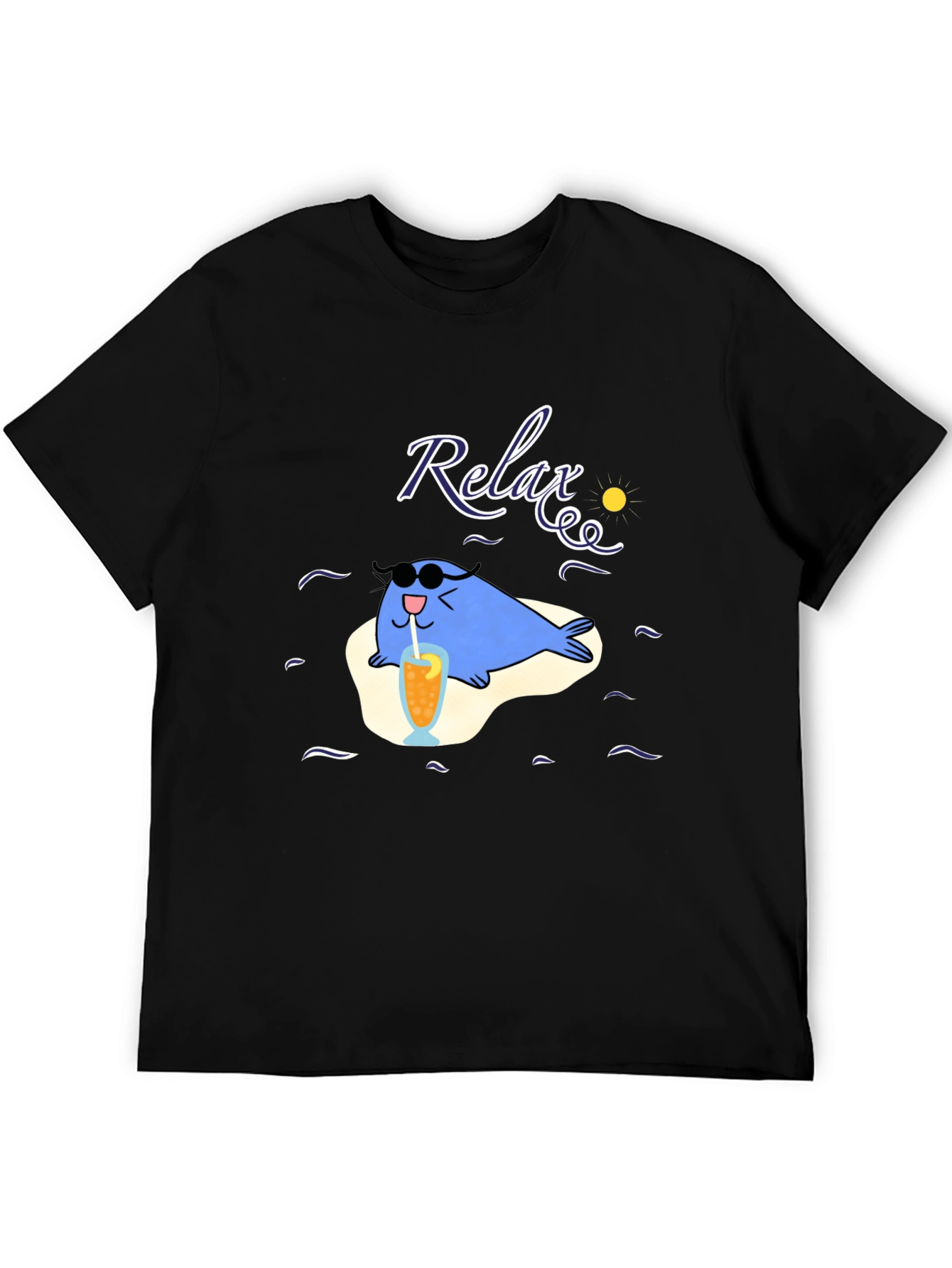 Black Relaxing Seal Black T-Shirt view 5