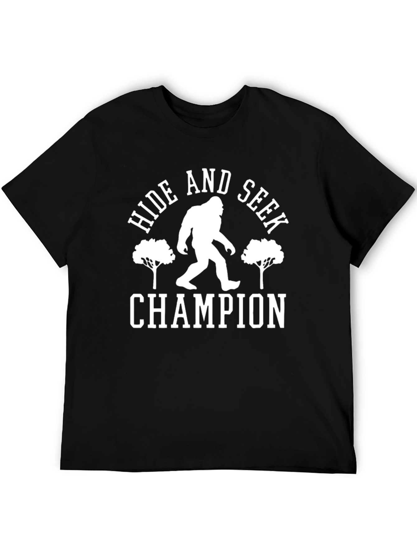 Black Hide and Seek Champion Black T-Shirt Bigfoot Design view 5