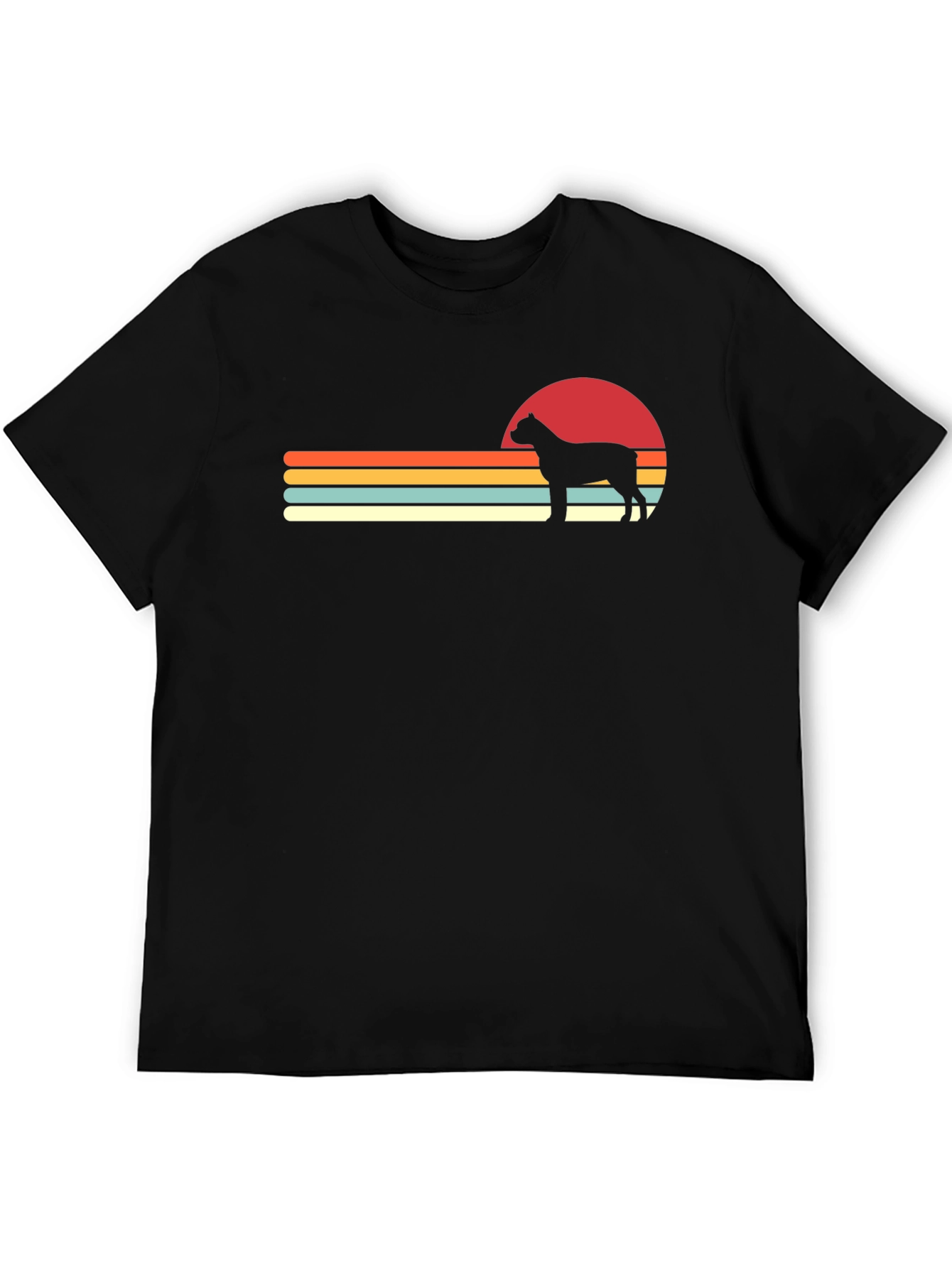 Black Retro Dog Sunset T-Shirt - Black view 5