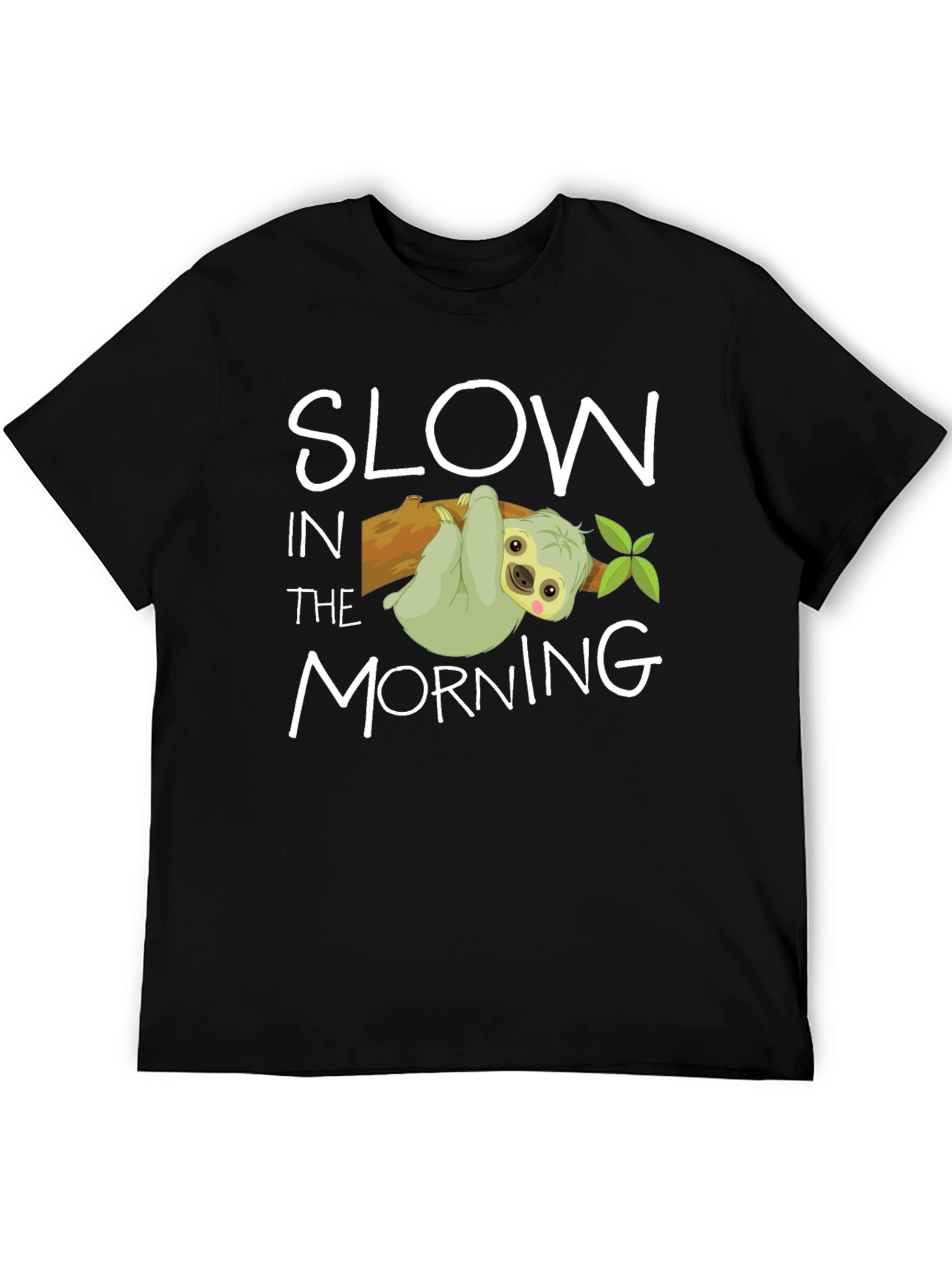 Black Slow In The Morning Sloth Graphic Tee view 5