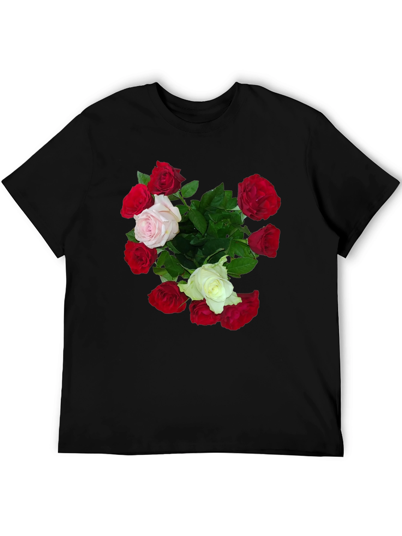 Black Floral Bouquet Graphic Tee - Classic Fit Black T-Shirt view 5