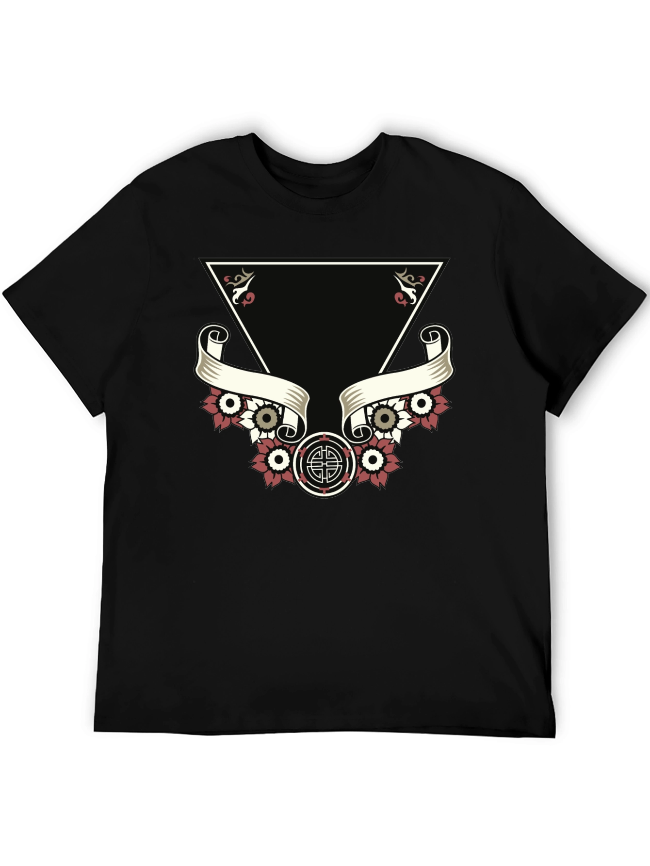 Black Stylish Black Tee with Unique Tattoo-Inspired Graphic view 5