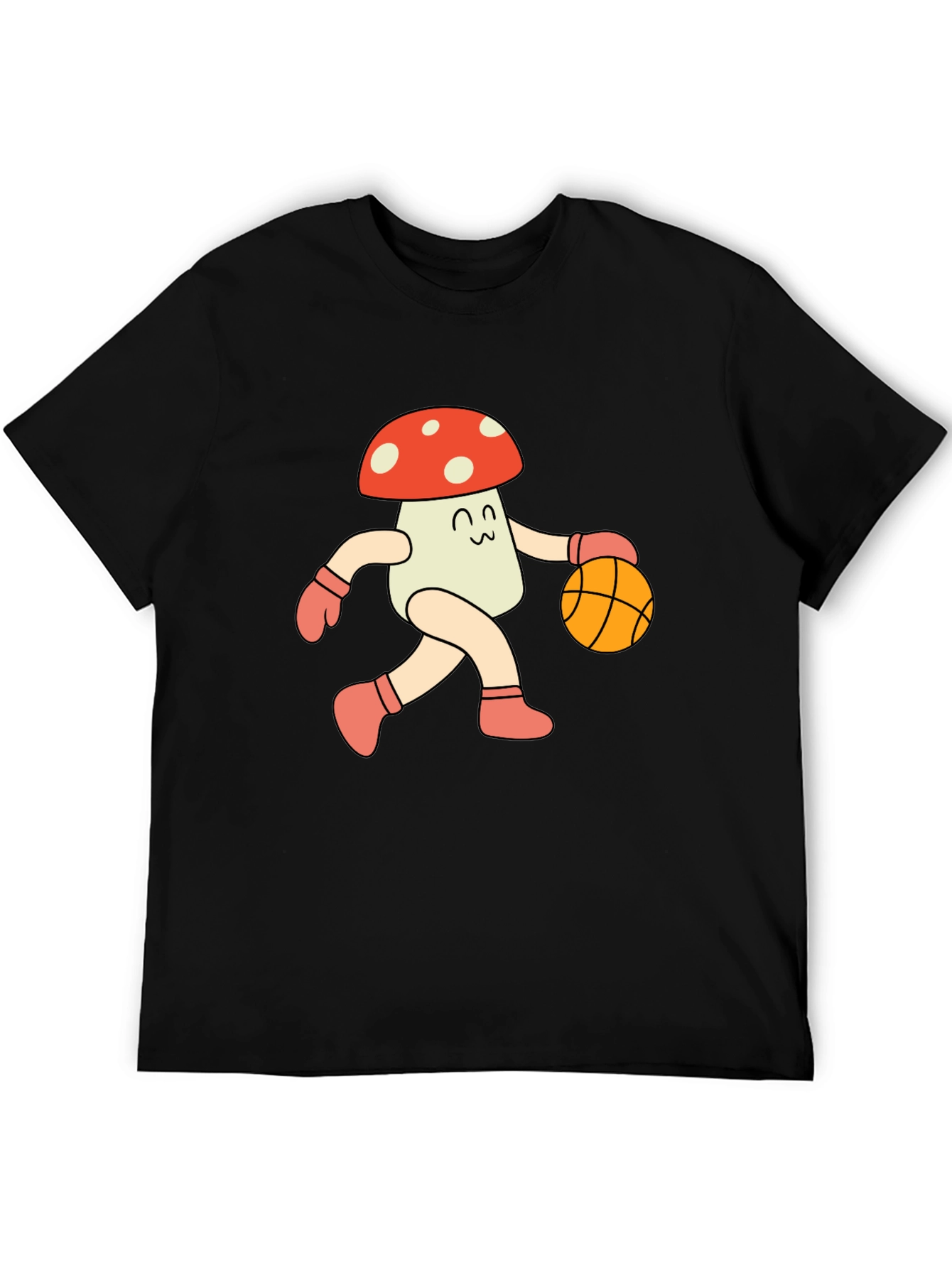 Black Mushroom Basketball T-Shirt - Cool Graphic Tee view 5
