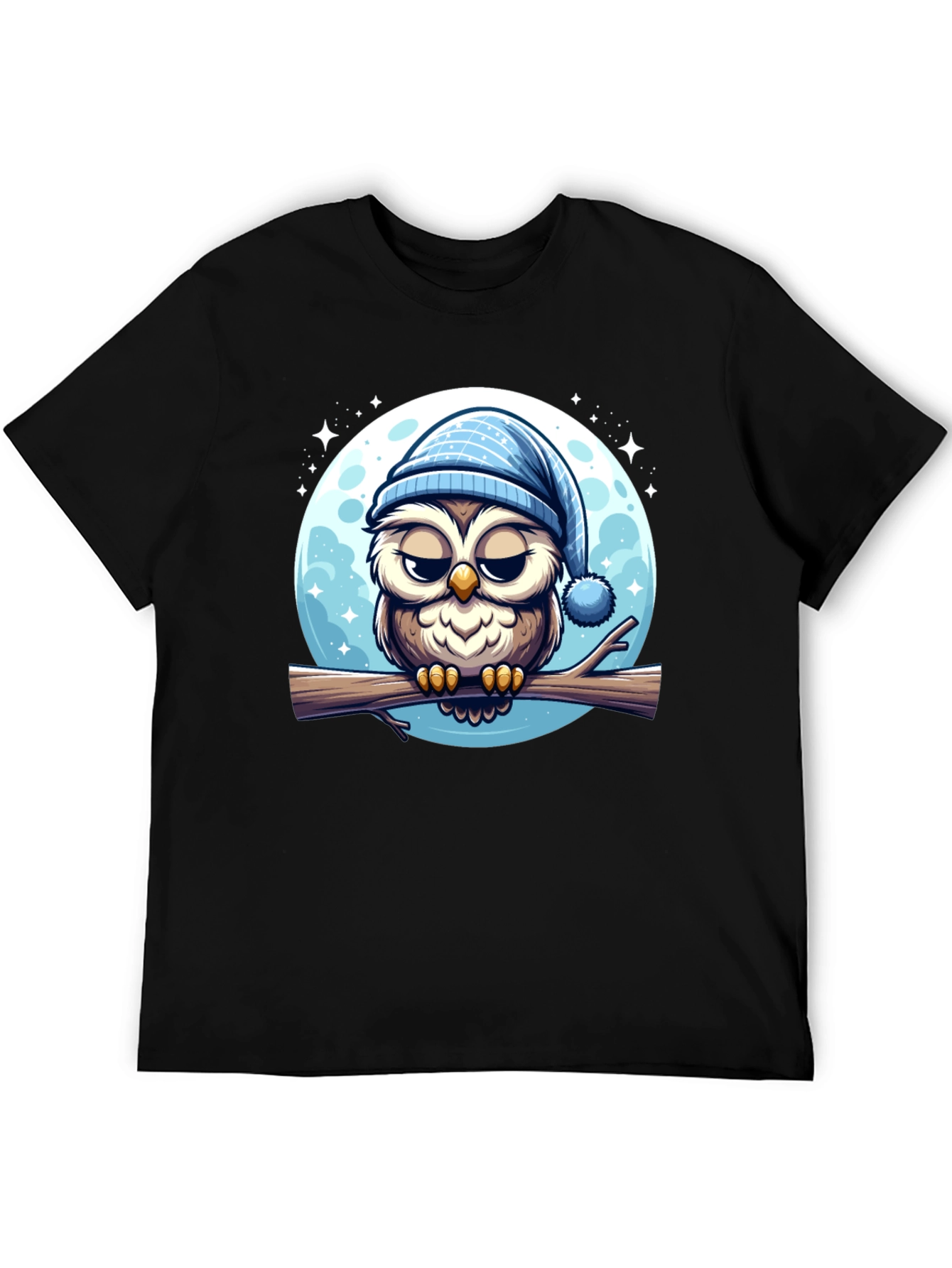 Black Sleepy Owl Graphic Tee - Soft Cotton Comfort view 5