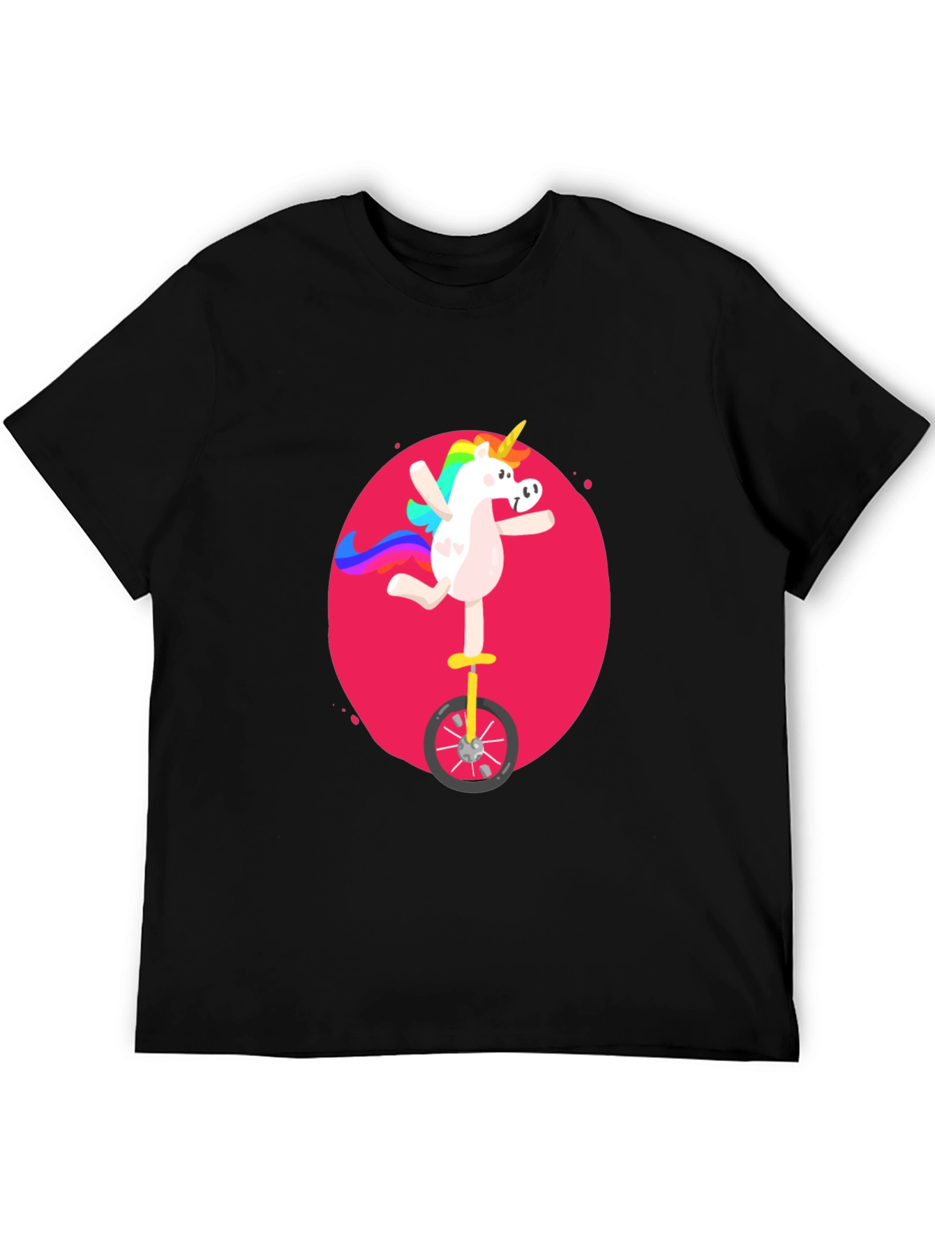 Black Unicorn Unicycle Black T-Shirt view 5