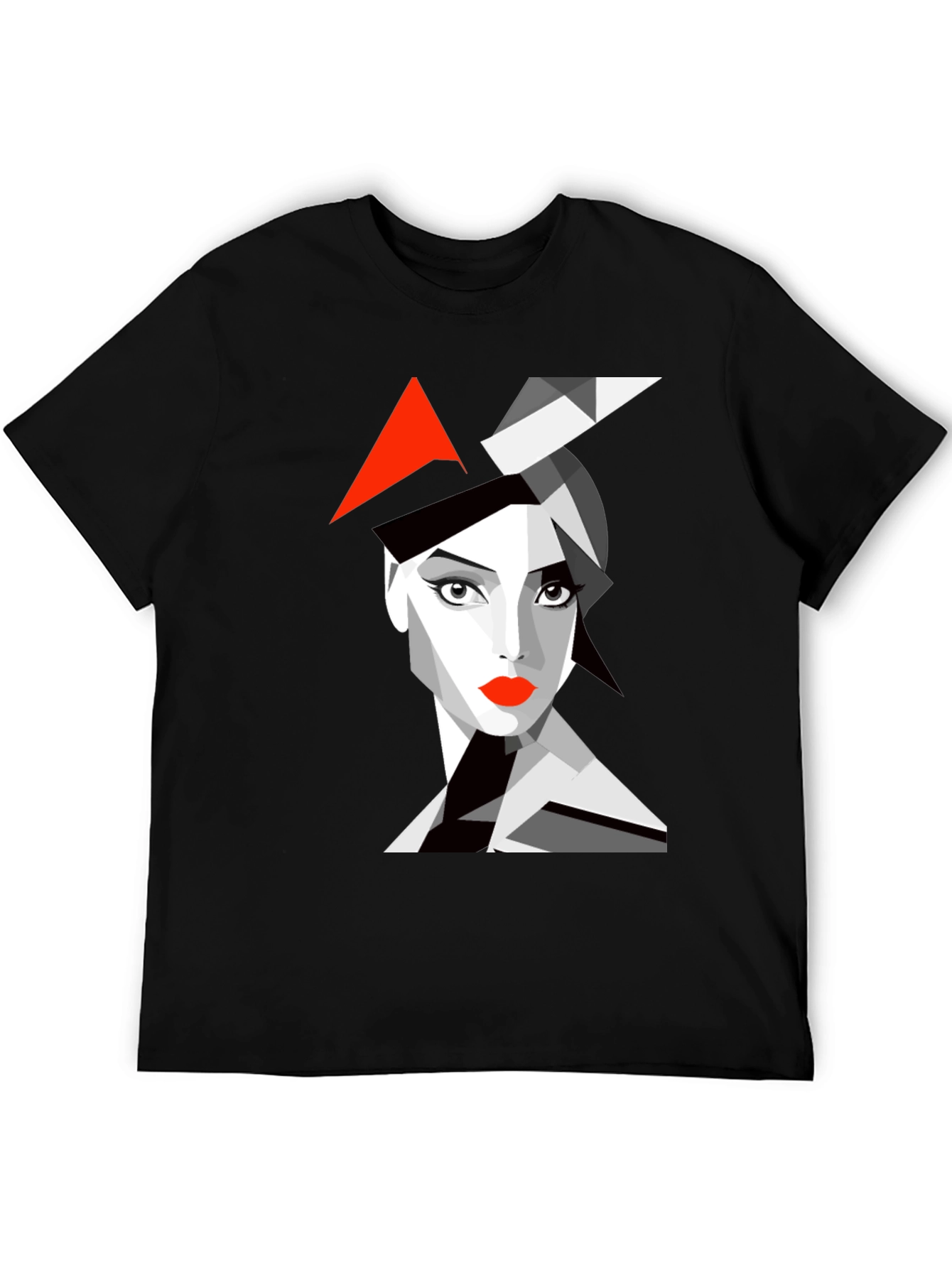 Black Abstract Woman Graphic Black T-Shirt view 5