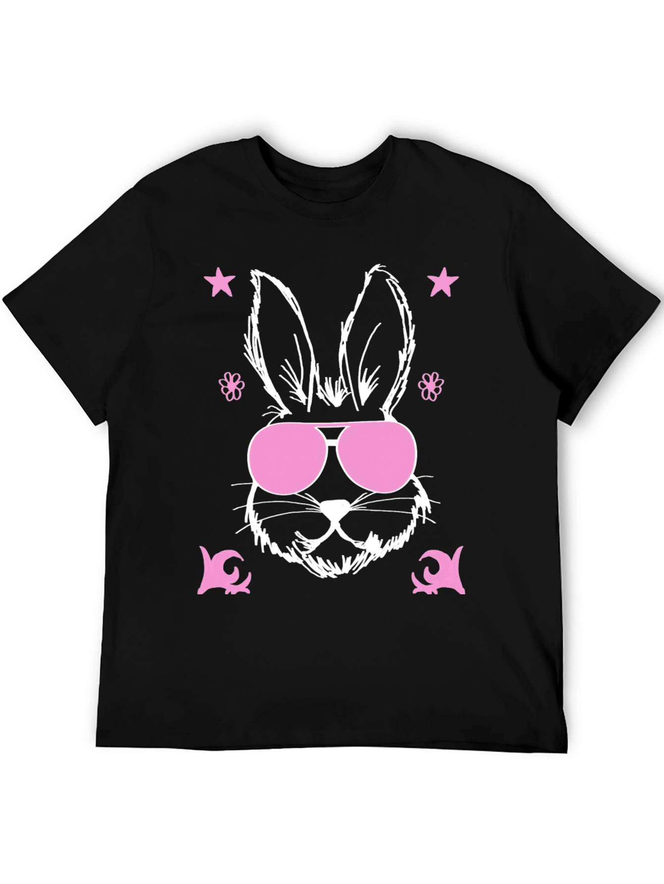 Black Cool Bunny Graphic Tee - Easter Vibes view 5