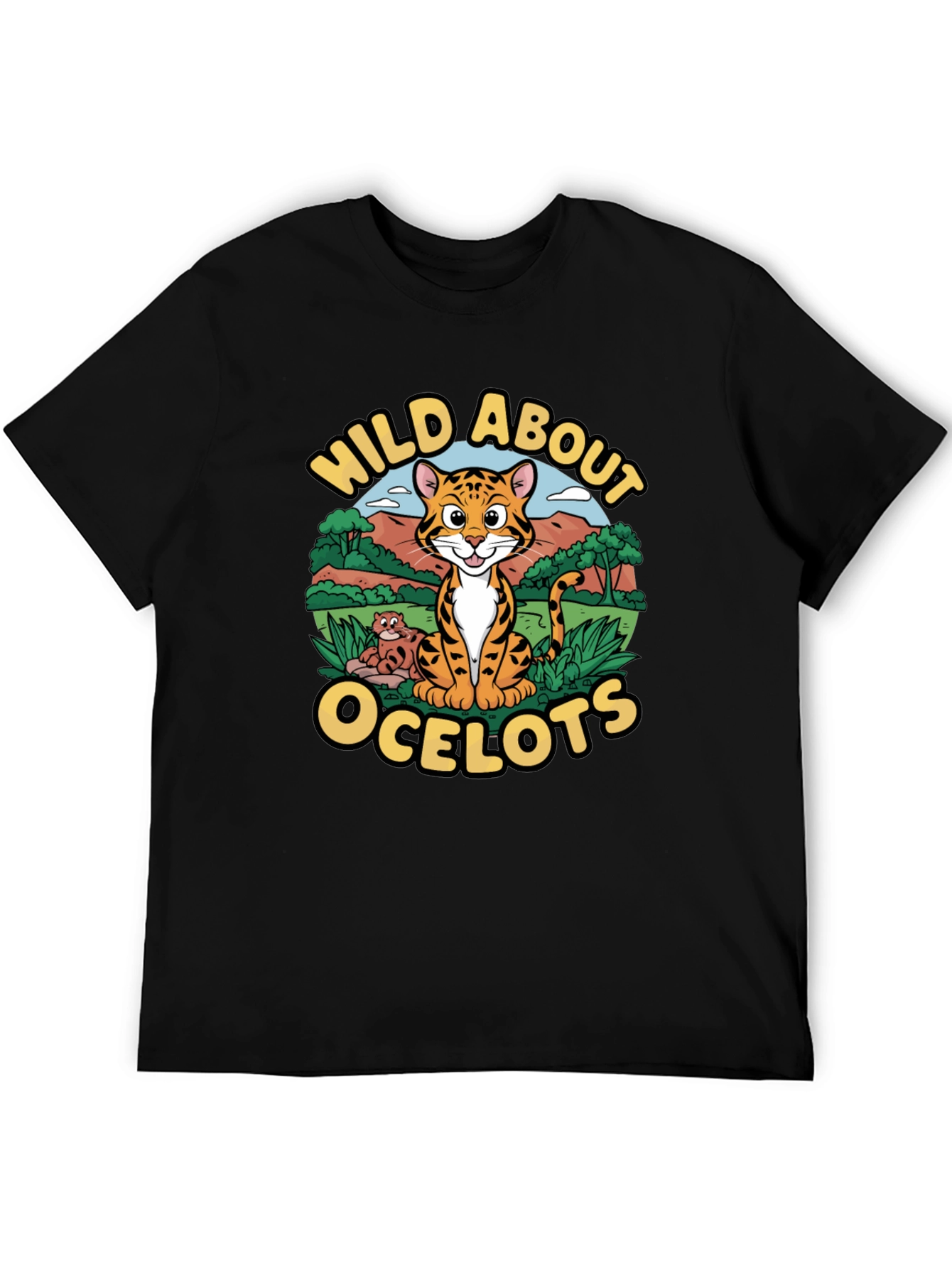 Black Wild About Ocelots Graphic T-Shirt view 5