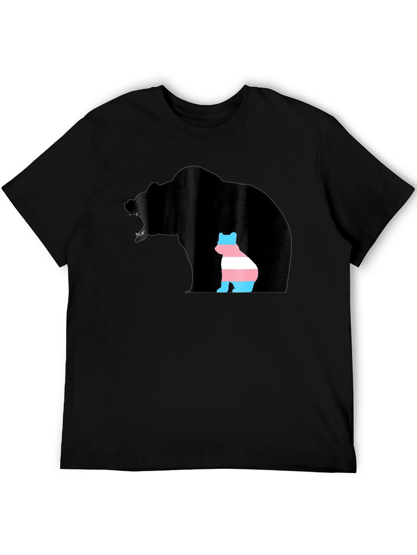 Black Transgender Pride Bear Graphic T-Shirt view 5