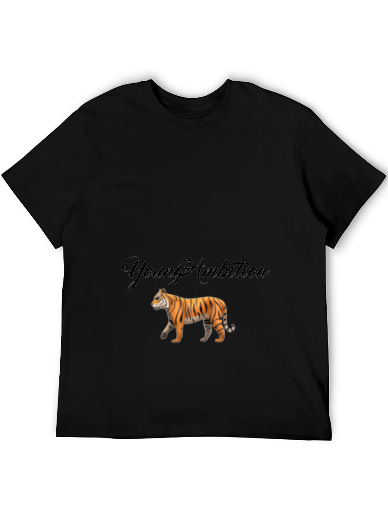 Black Young Ambition Tiger Graphic Black T-Shirt view 5