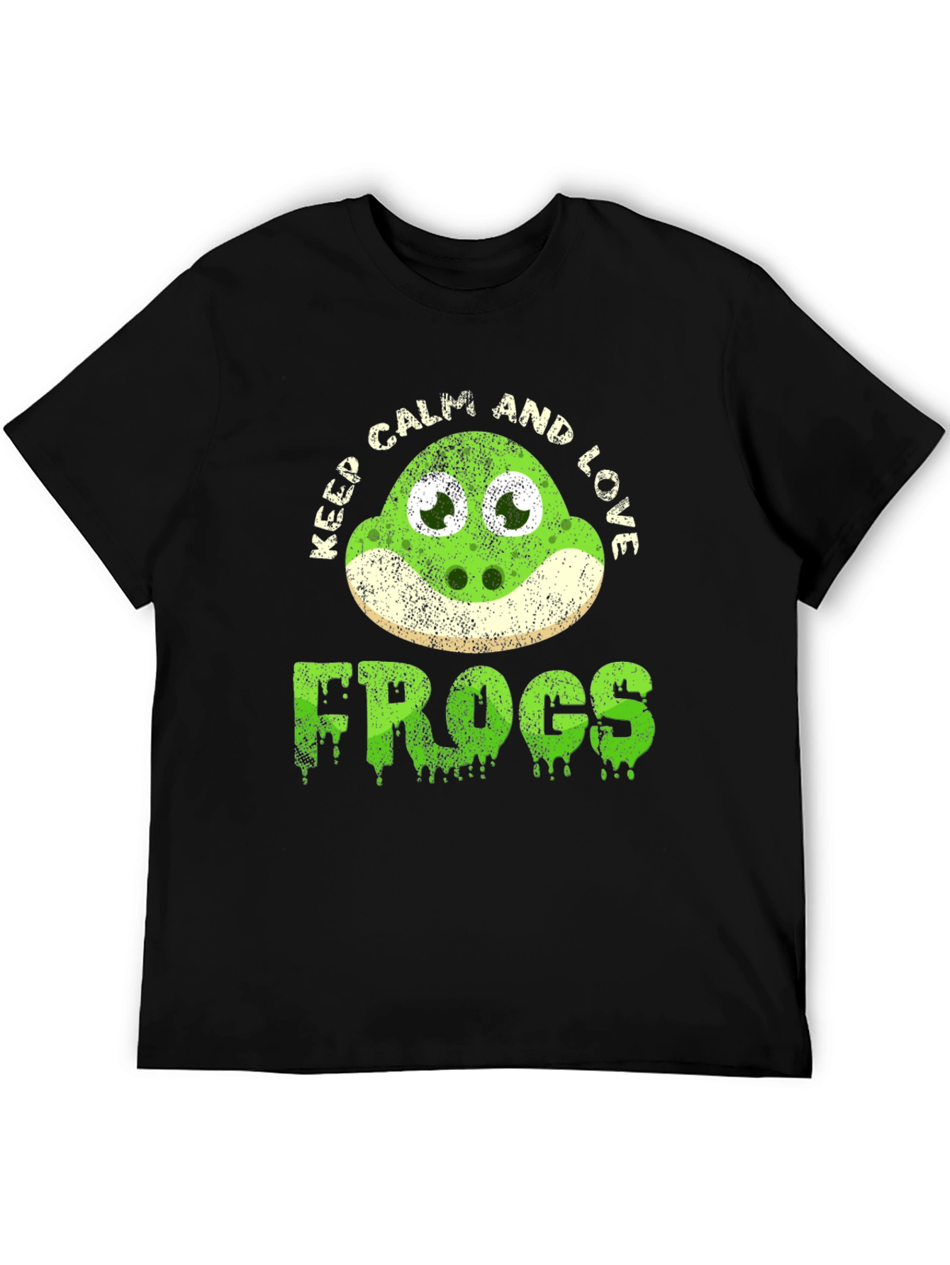 Black Keep Calm and Love Frogs Funny T-Shirt view 5