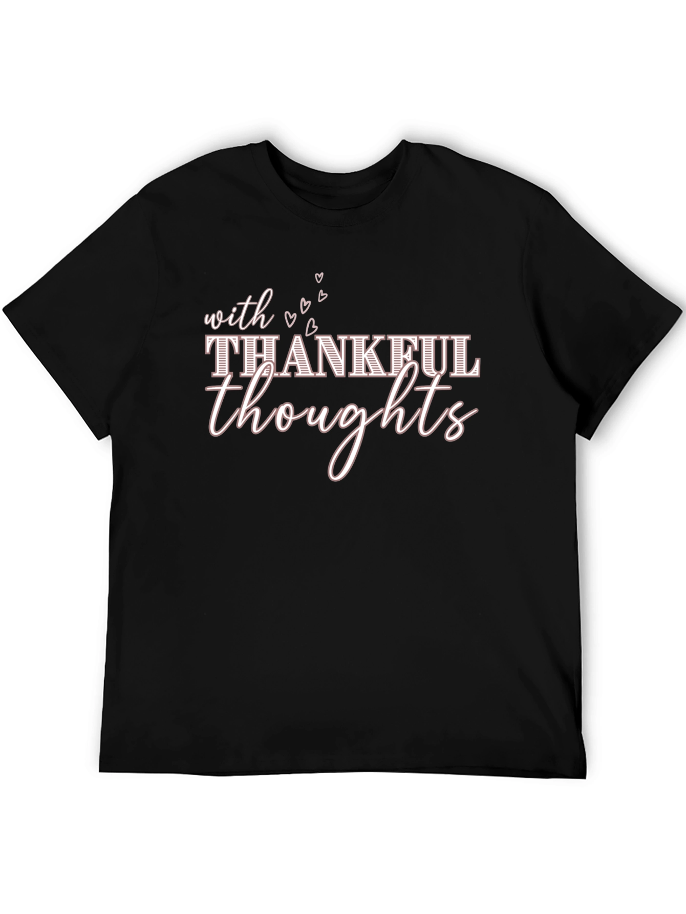 Black Thankful Thoughts Graphic T-Shirt view 5
