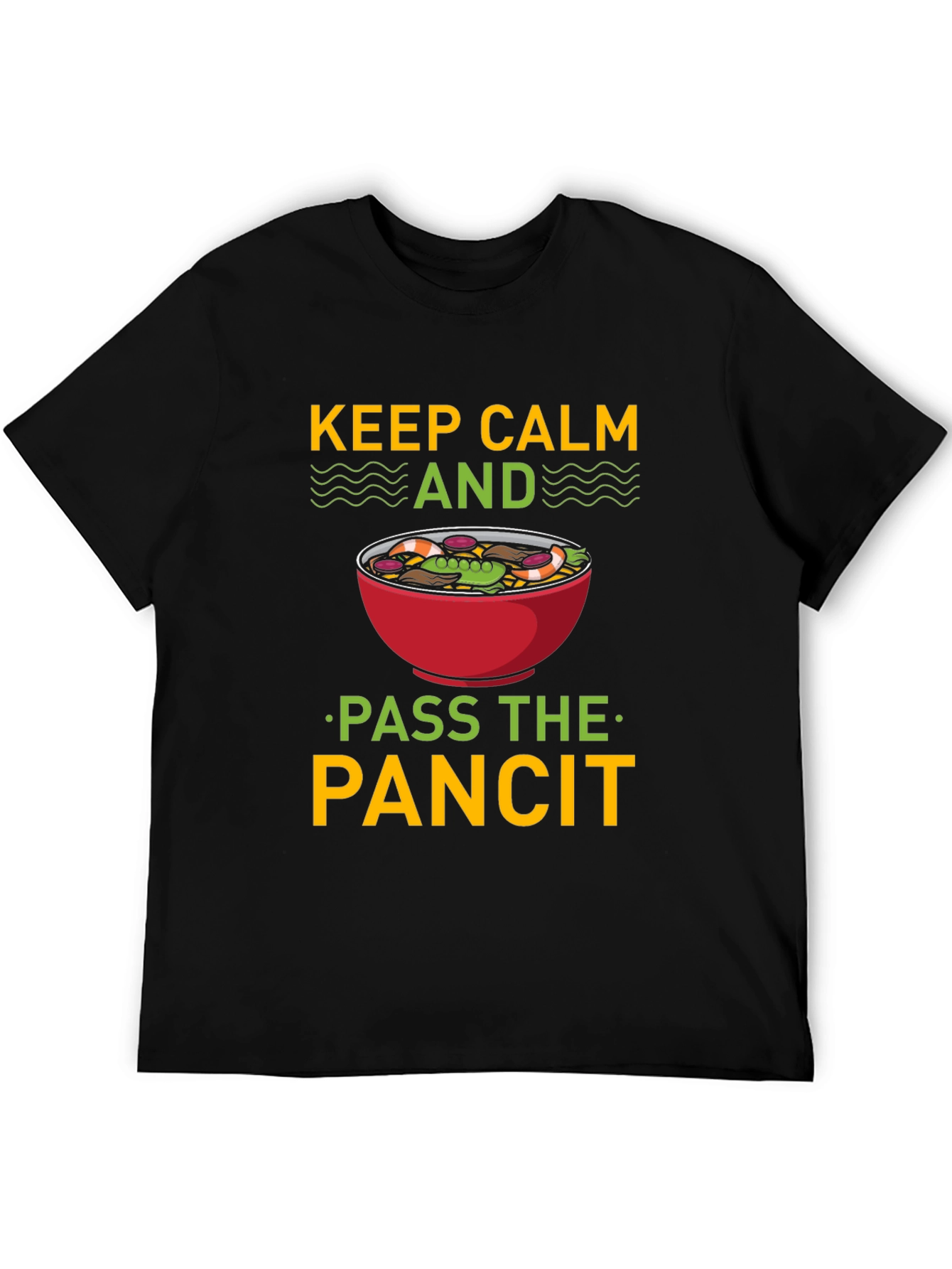 Black Keep Calm and Pass the Pancit T-Shirt view 5