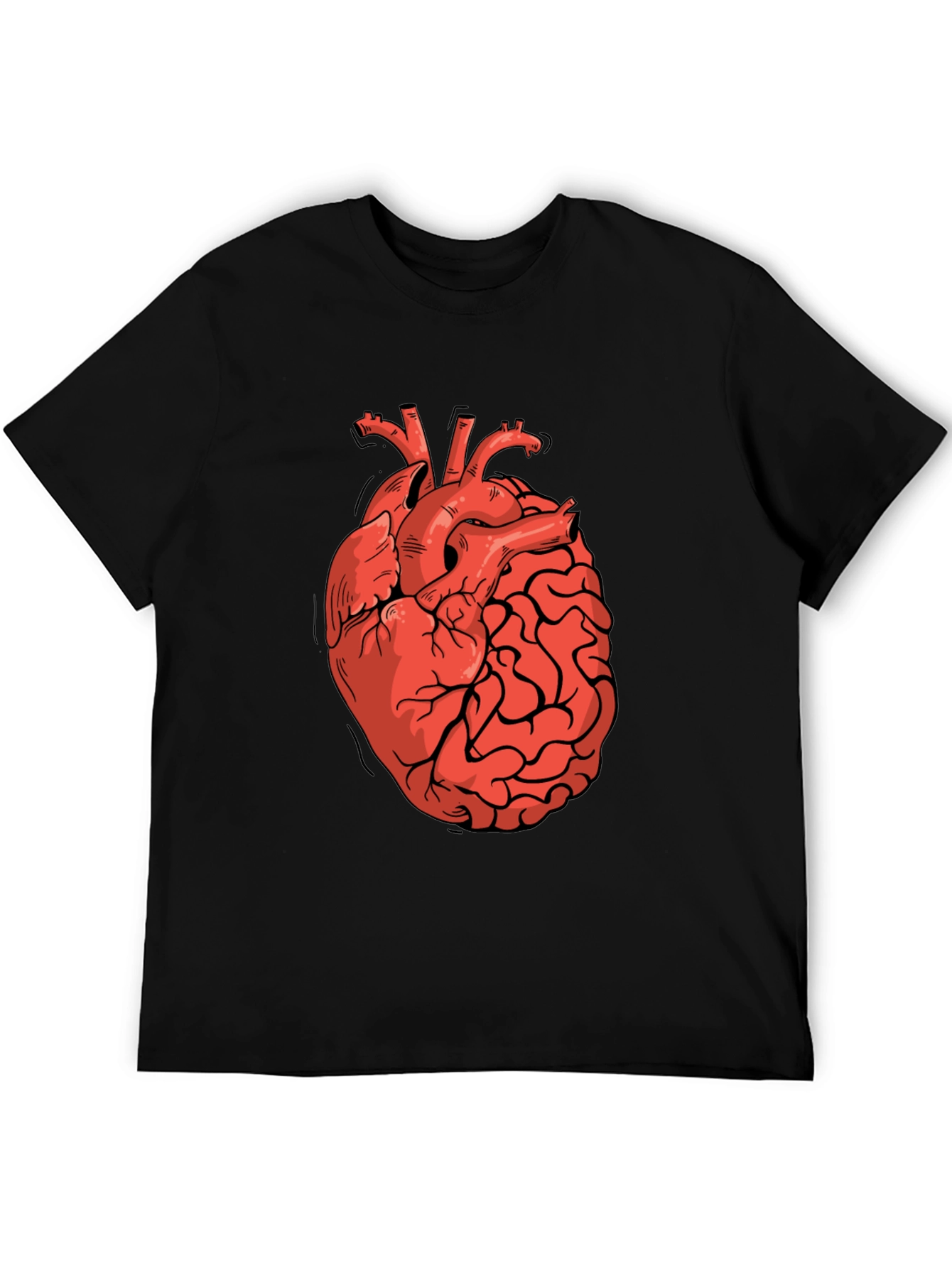 Black Heart-Brain Graphic Tee - Stylish Black T-Shirt view 5