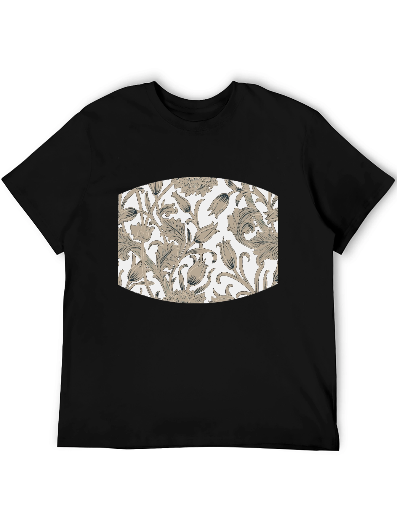 Black Floral Pattern T-Shirt - Black view 5