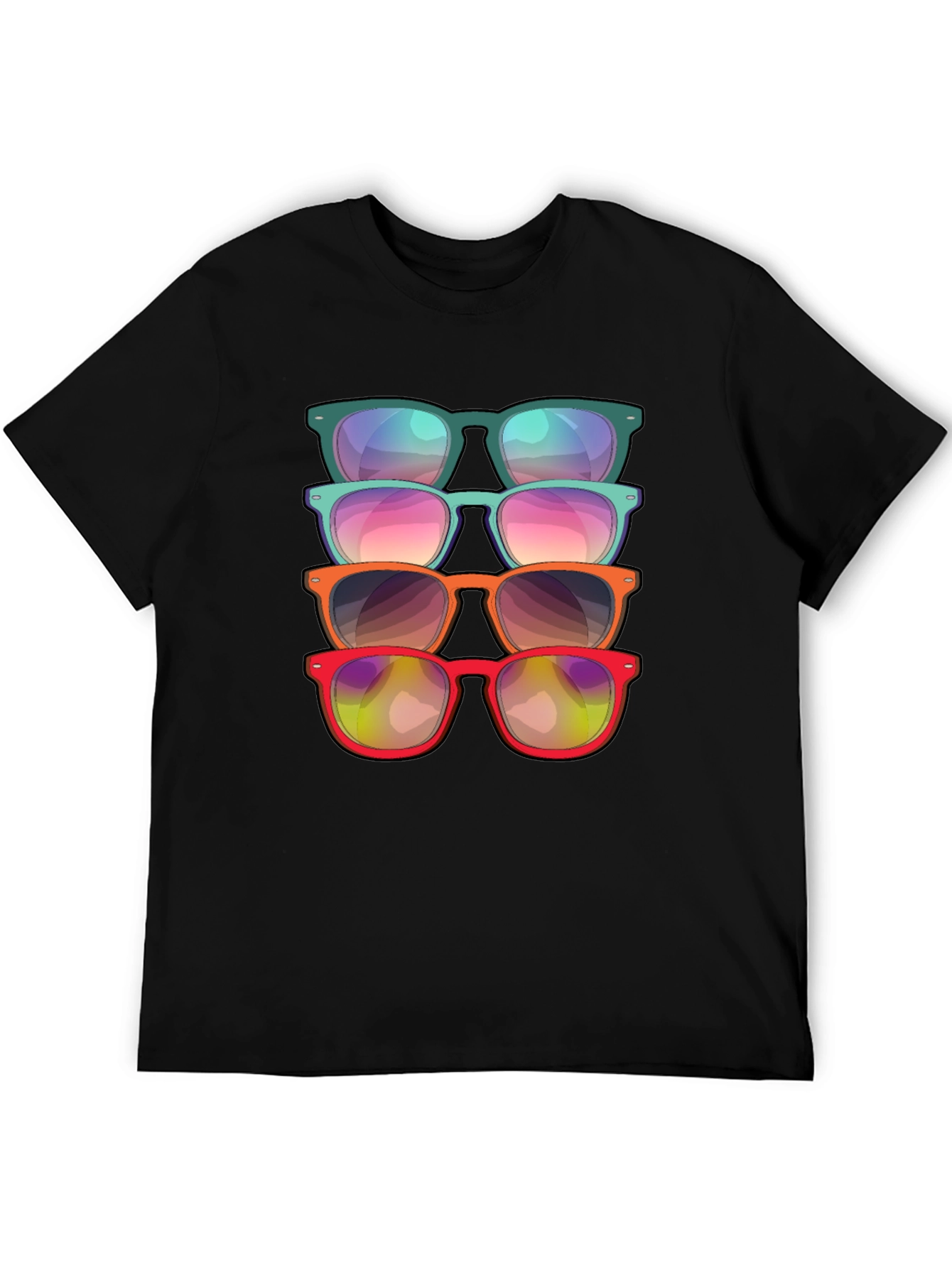 Black Sunglasses Stack Graphic Tee - Cool Casual Style view 5