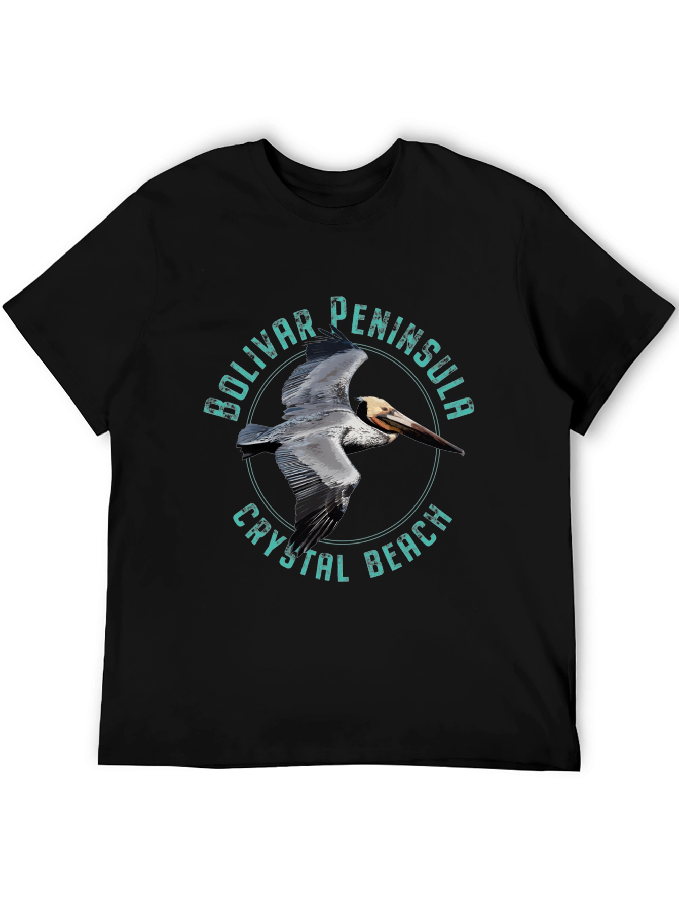 Black Bolivar Peninsula Crystal Beach Pelican Graphic Tee view 5