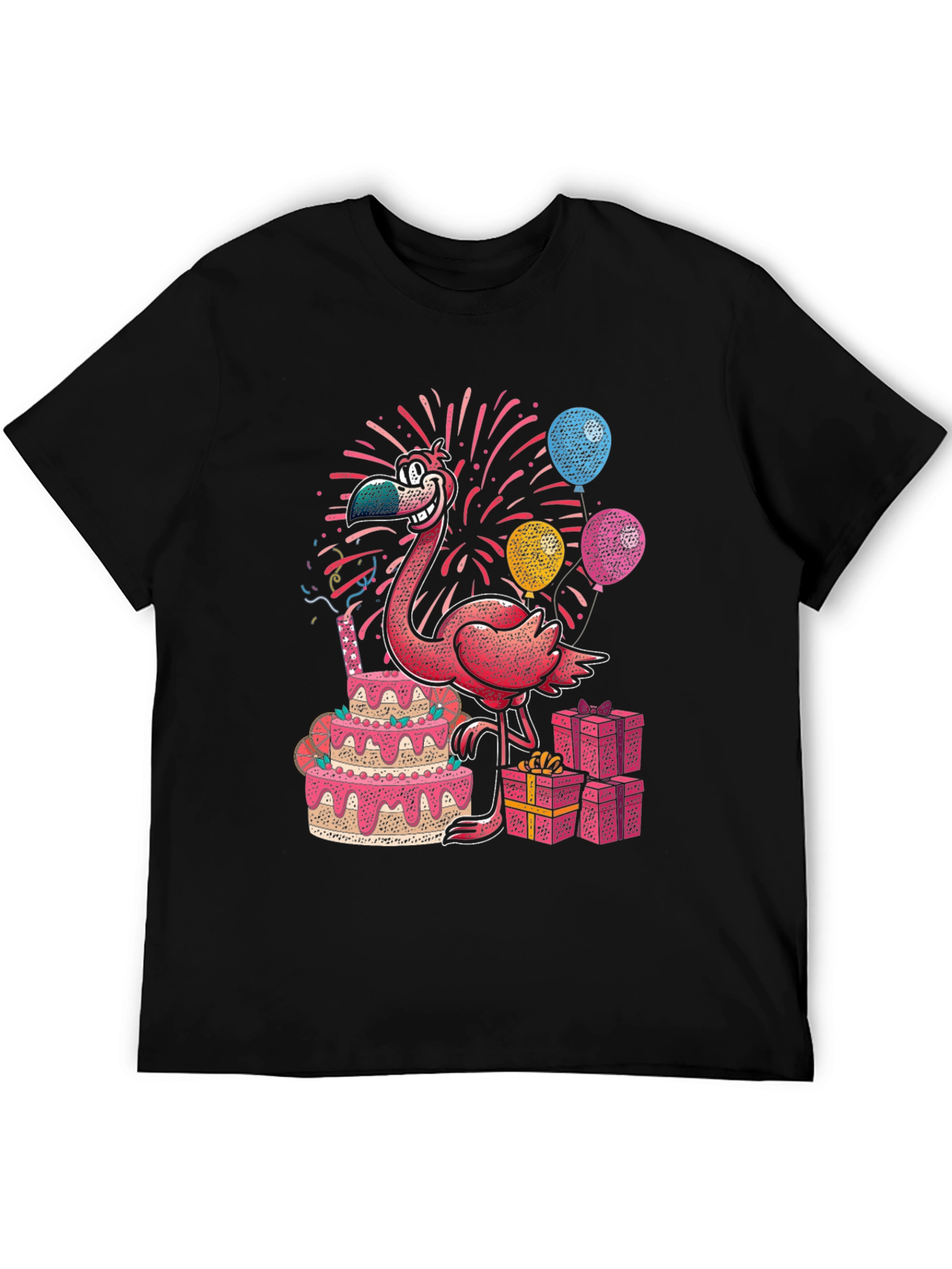 Black Flamingo Birthday Party T-Shirt view 5