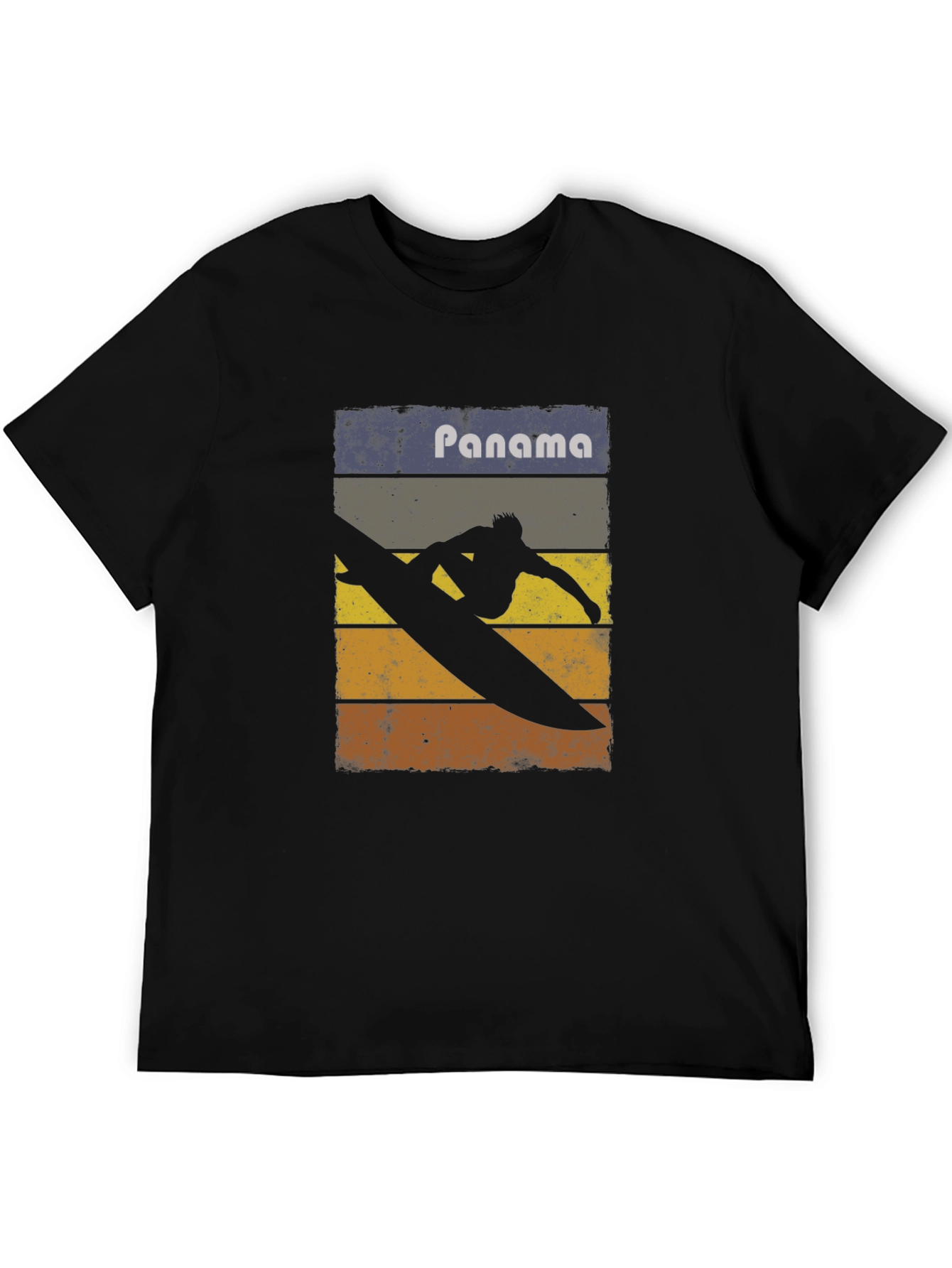 Black Panama Surfing Retro T-Shirt view 5