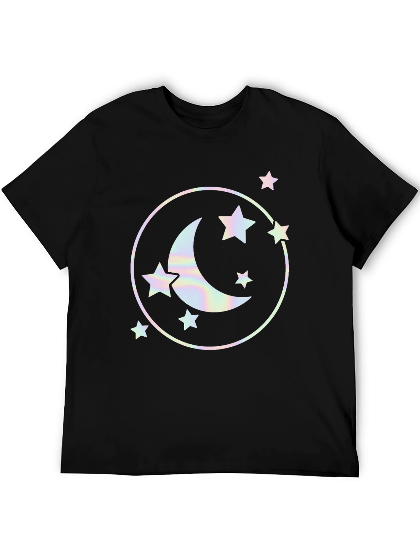 Black Celestial Moon & Stars Graphic Black T-Shirt view 5