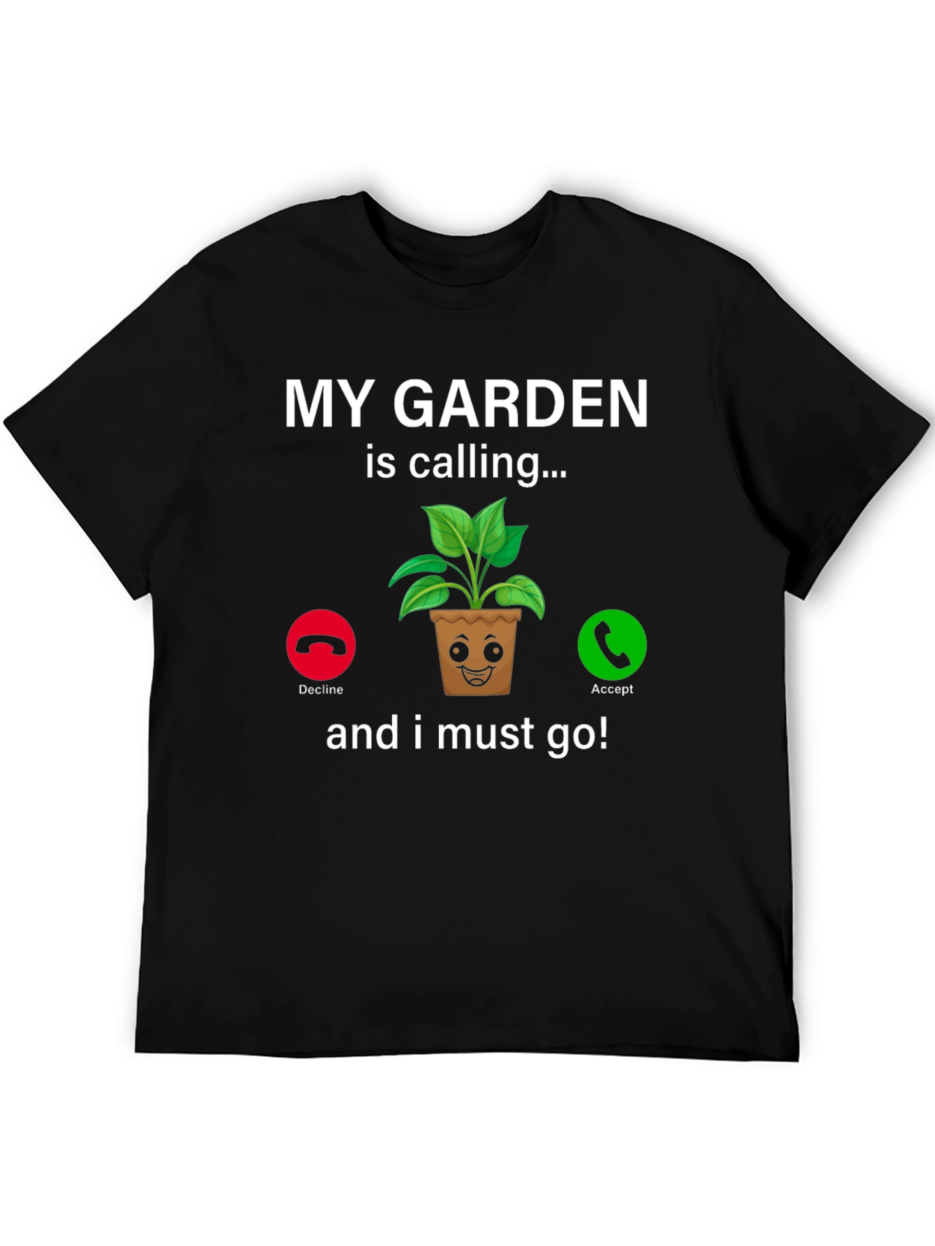 Black My Garden Is Calling T-Shirt Funny Gardener Tee view 5