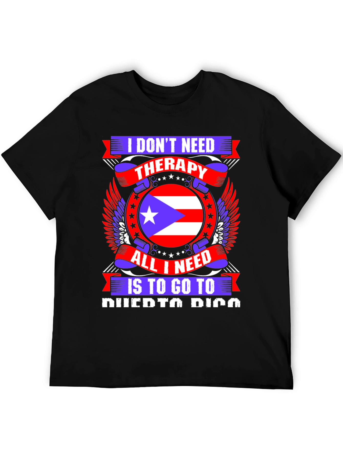 Black Puerto Rico Therapy T-Shirt view 5