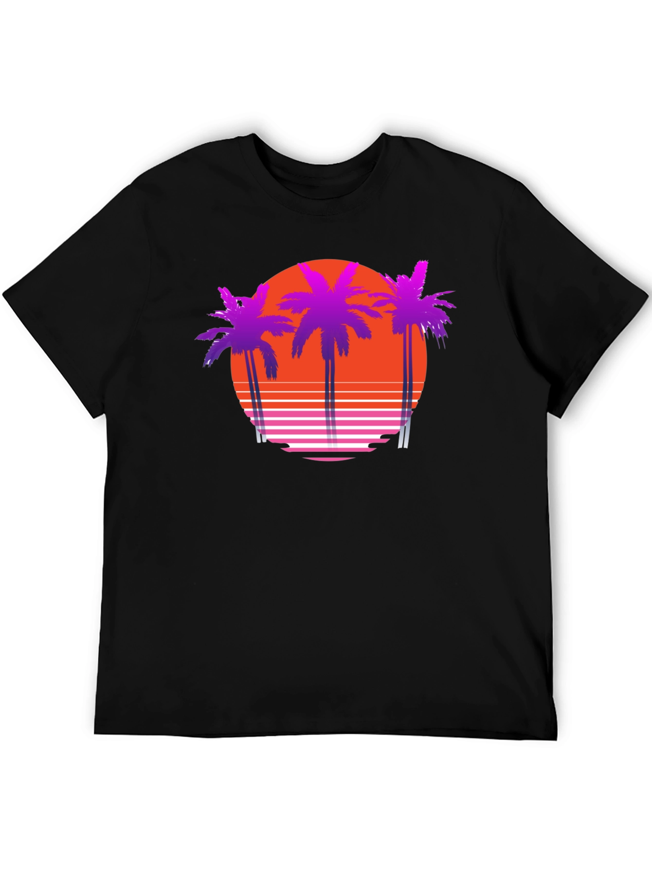 Black Retro Sunset Palm Tree T-Shirt view 5