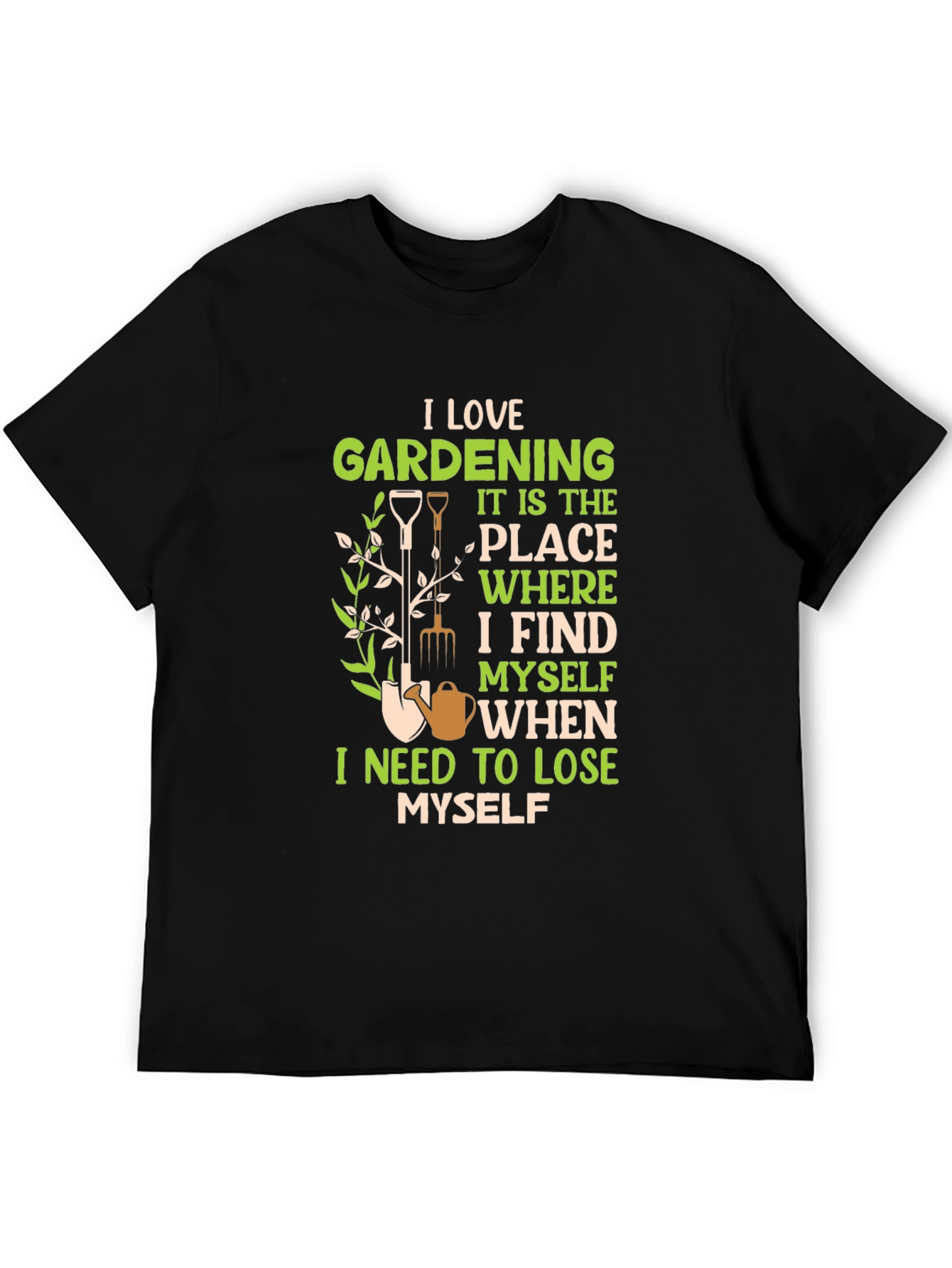 Black I Love Gardening Black T-Shirt view 5