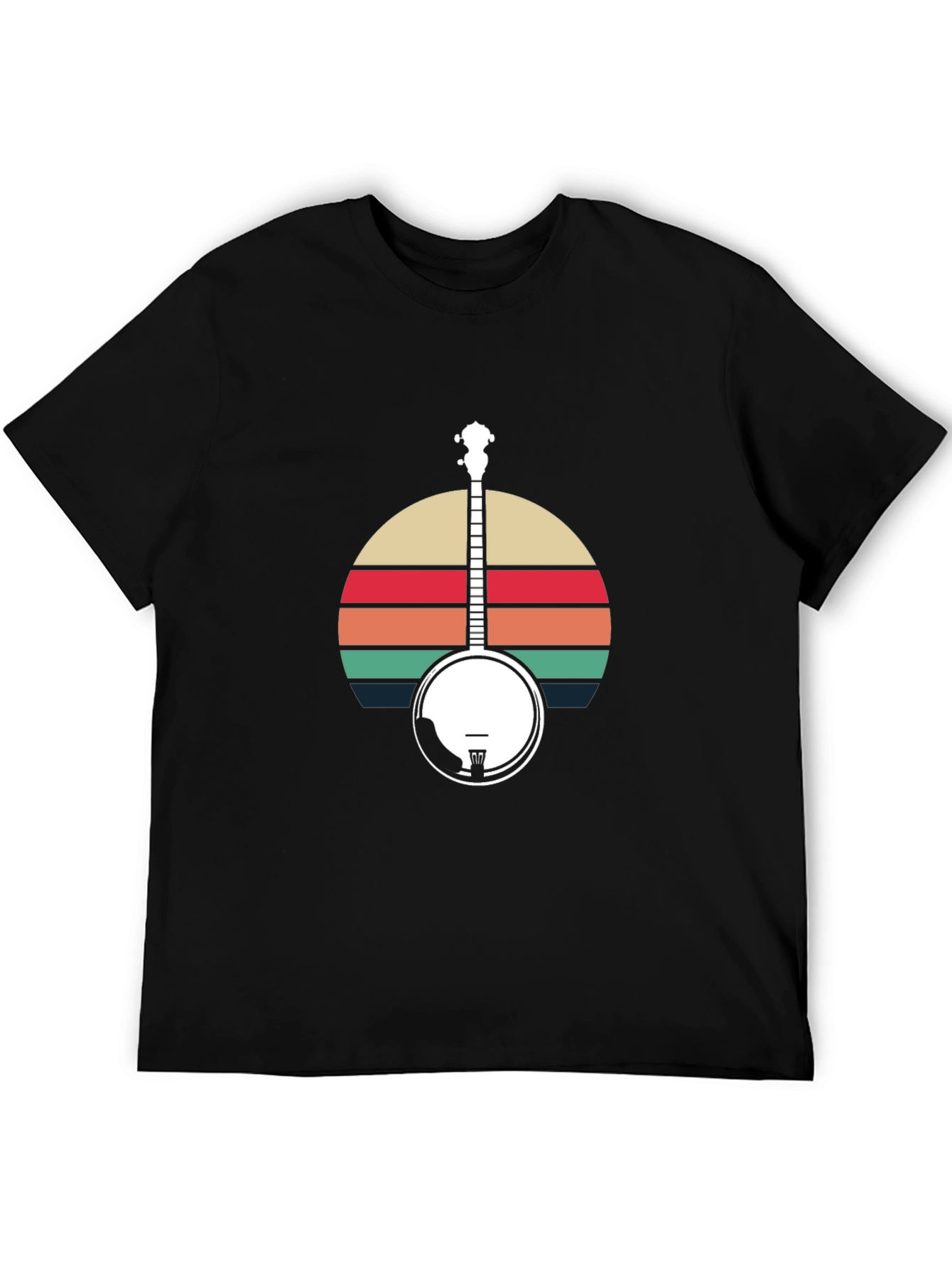Black Vintage Banjo Sunset T-Shirt - Music Lover Tee view 5
