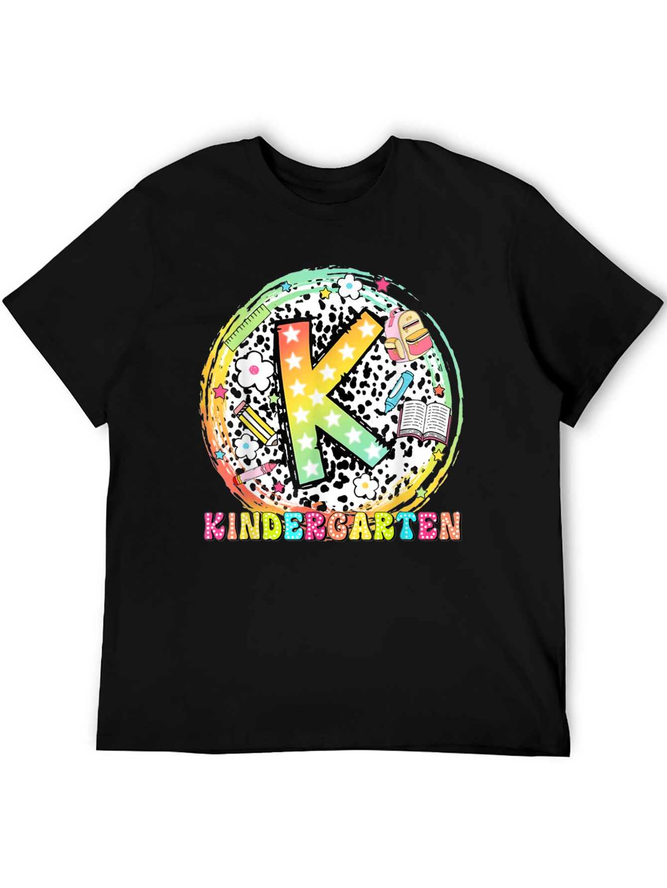 Black Kindergarten Teacher Black T-Shirt view 5