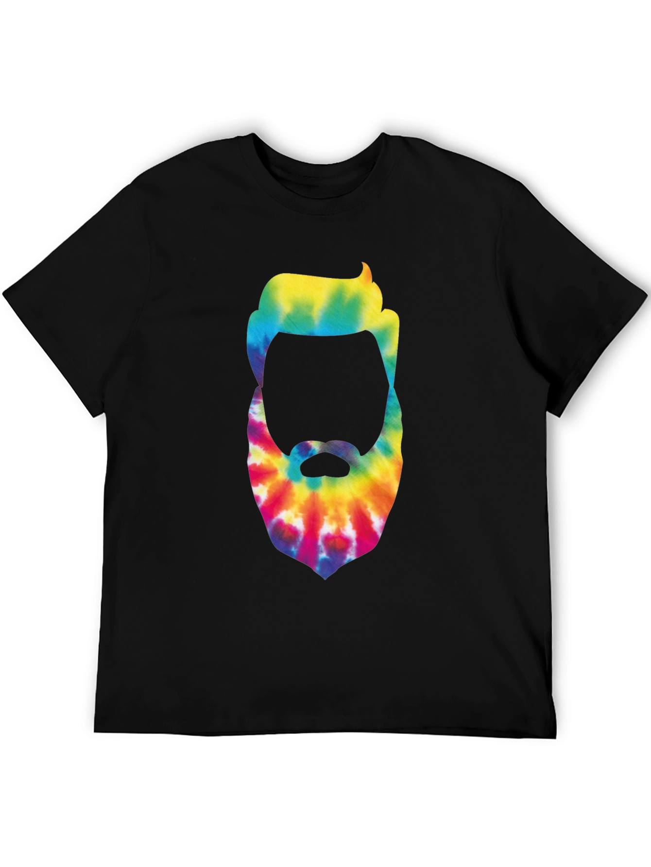 Black Tie-Dye Beard Graphic Black T-Shirt view 5