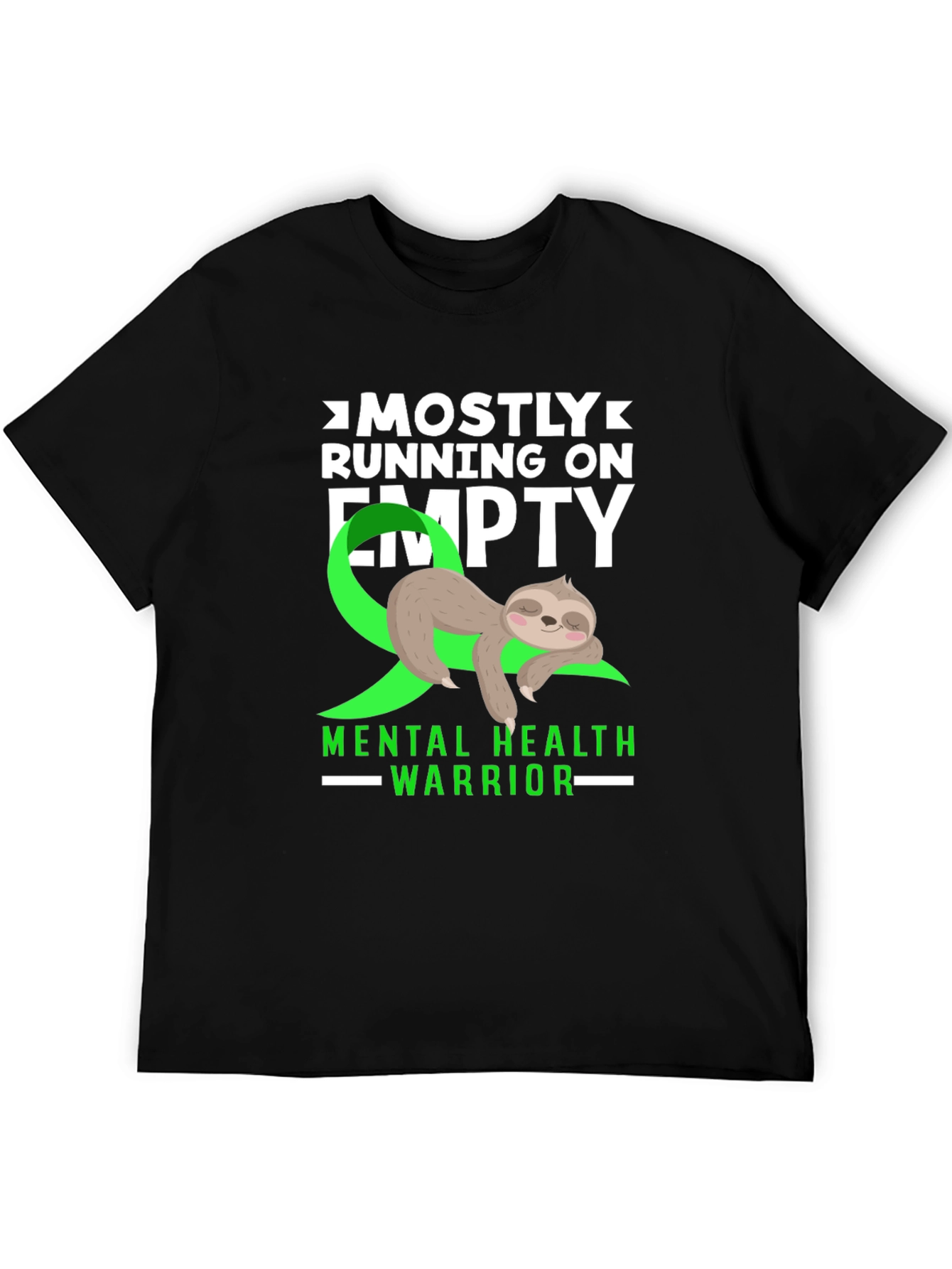 Black Mental Health Warrior Sloth T-Shirt view 5