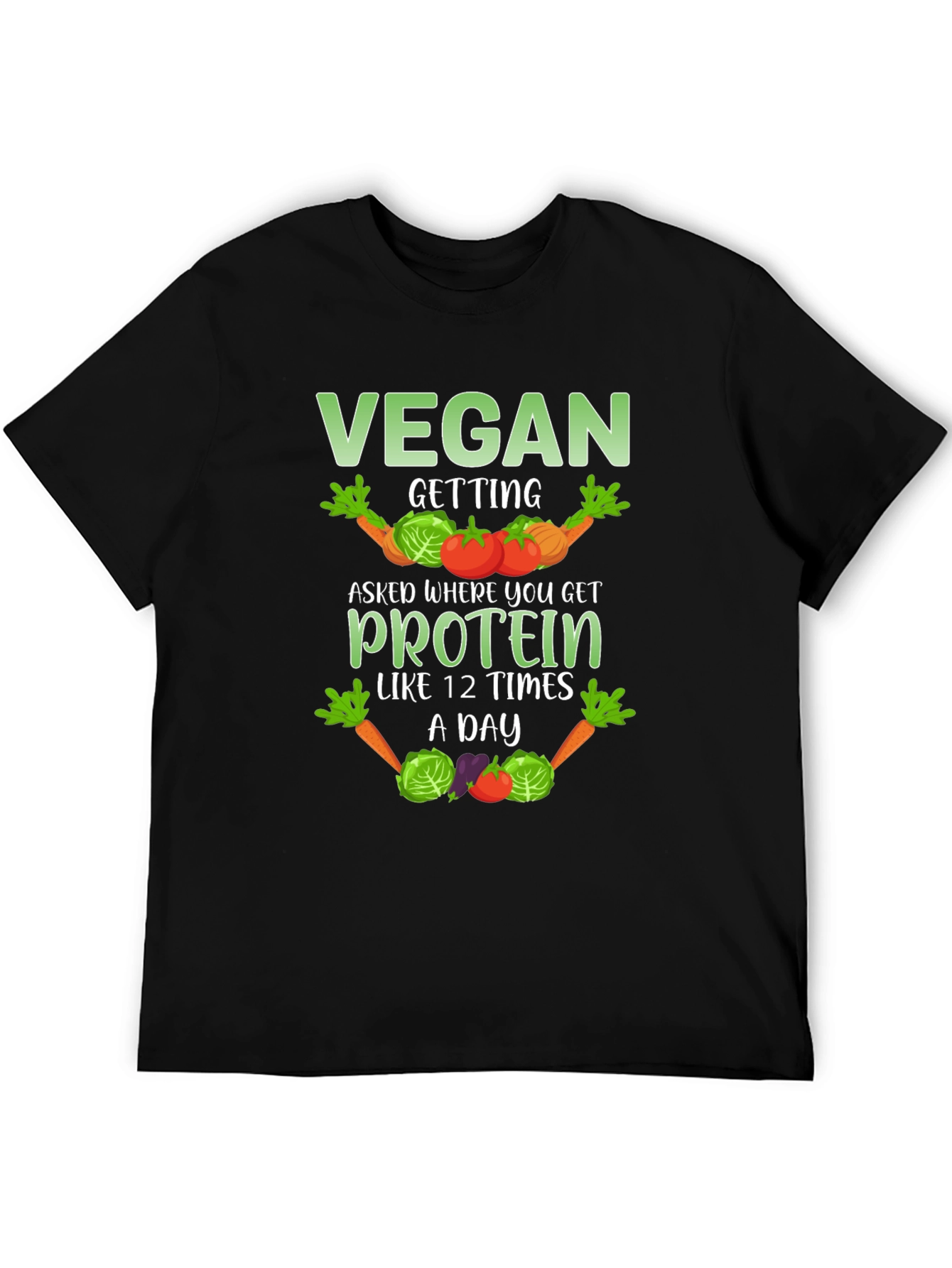 Black Vegan Protein Funny T-Shirt view 5