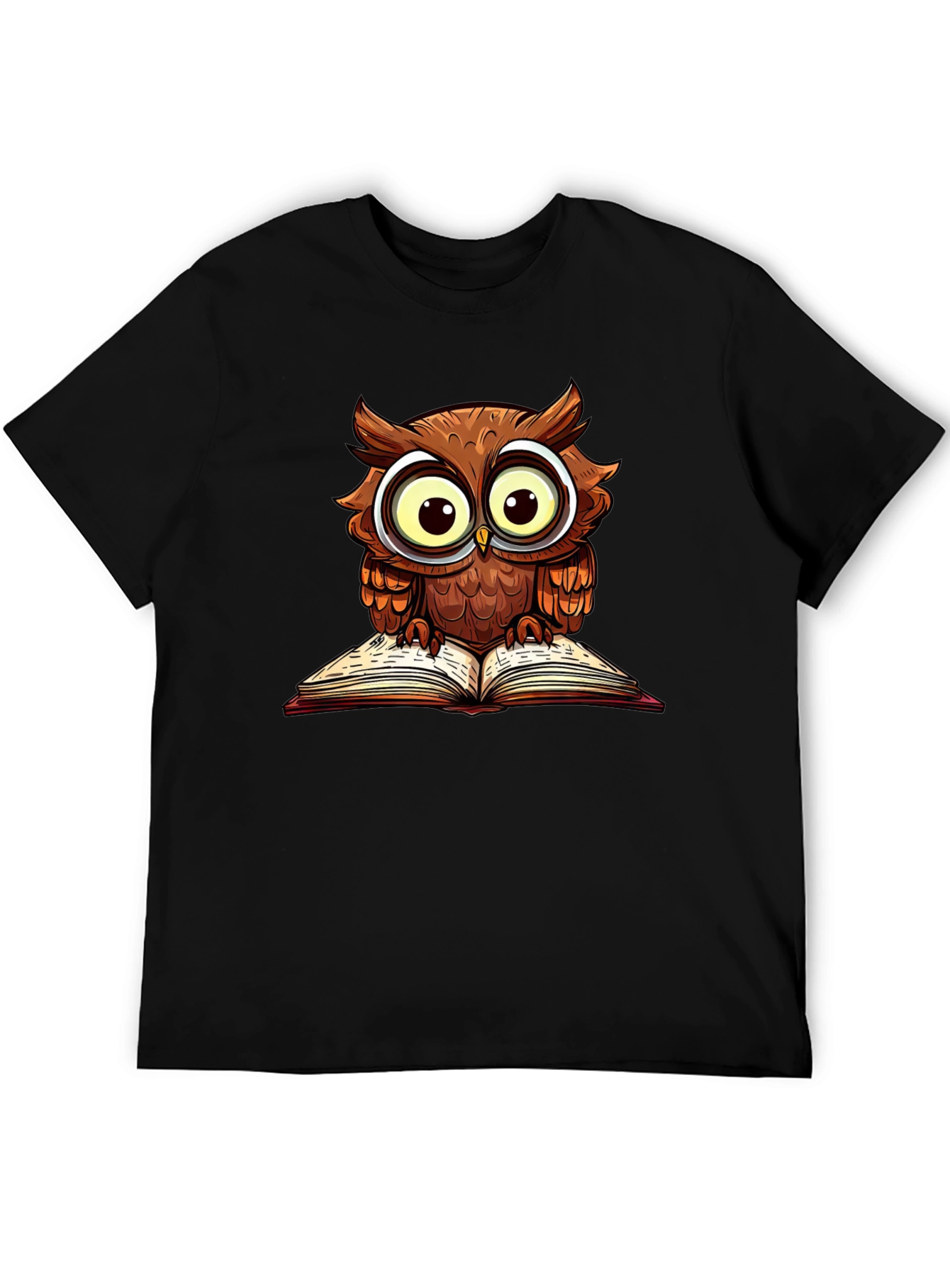 Black Owl Reading Book Graphic T-Shirt view 5
