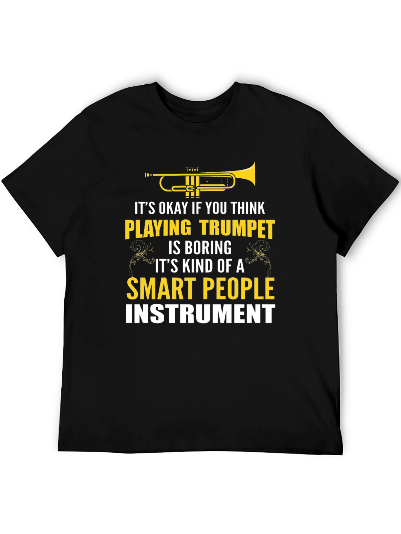 Black Trumpet Player T-Shirt - Smart People Instrument view 5