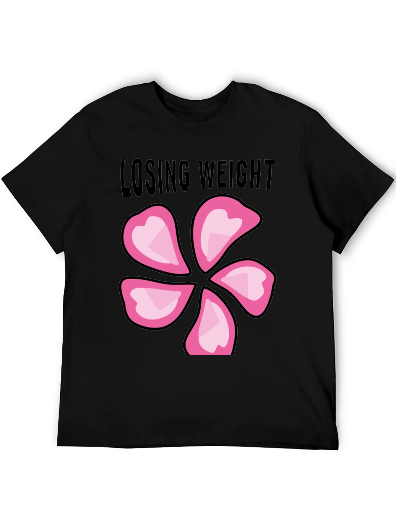 Black Losing Weight Flower T-Shirt - Black view 5