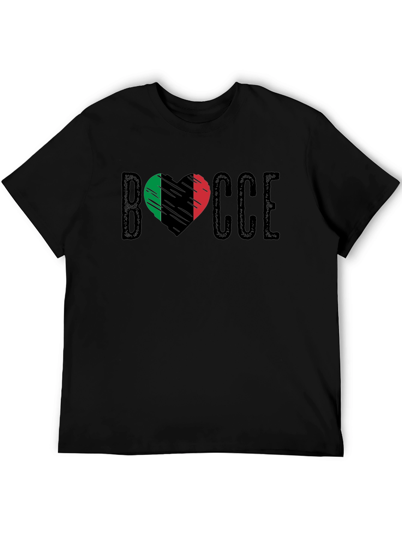 Black Bocce Heart Italian Flag T-Shirt view 5