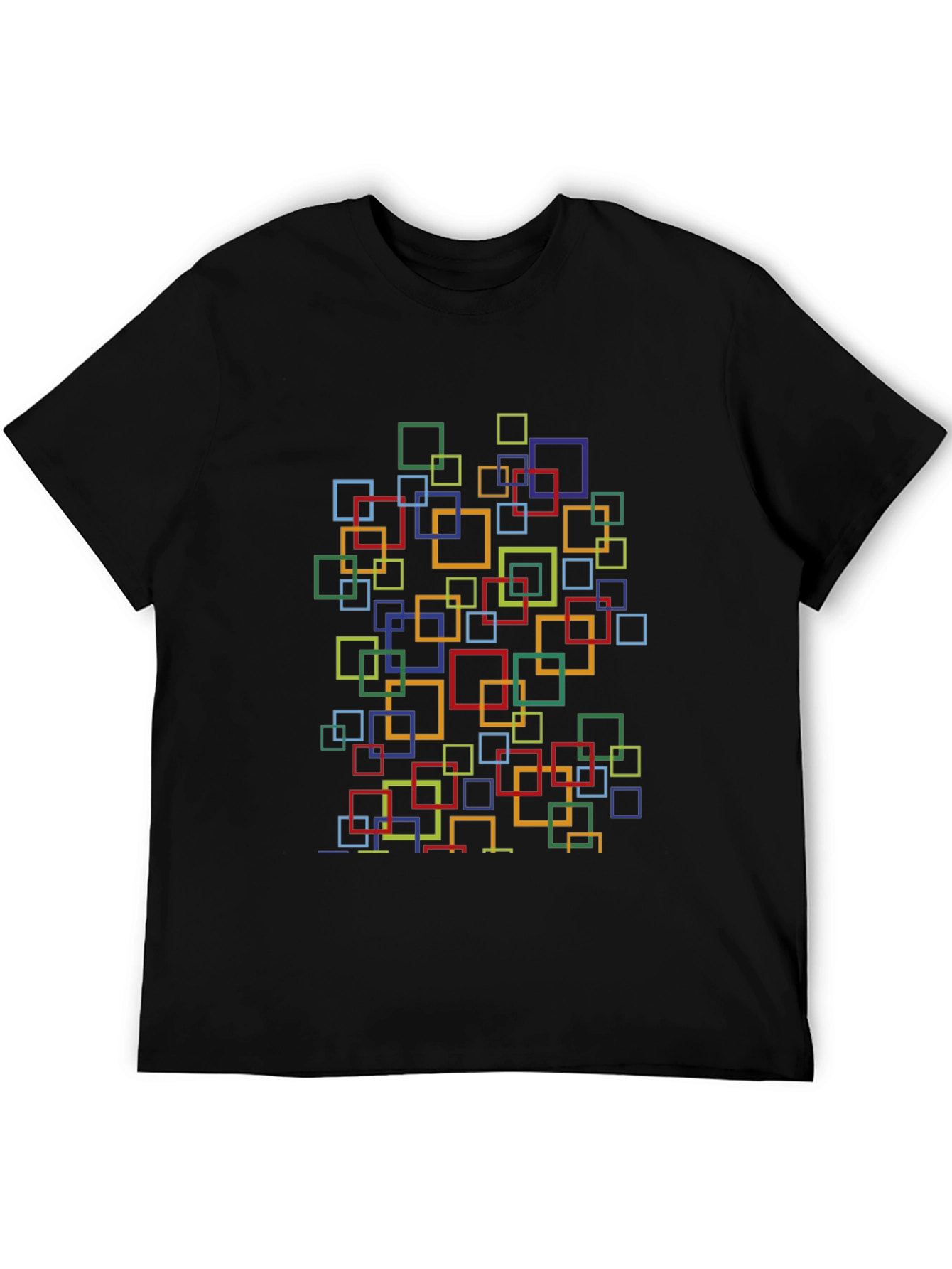 Black Abstract Square Pattern T-Shirt - Stylish Casual Wear view 5
