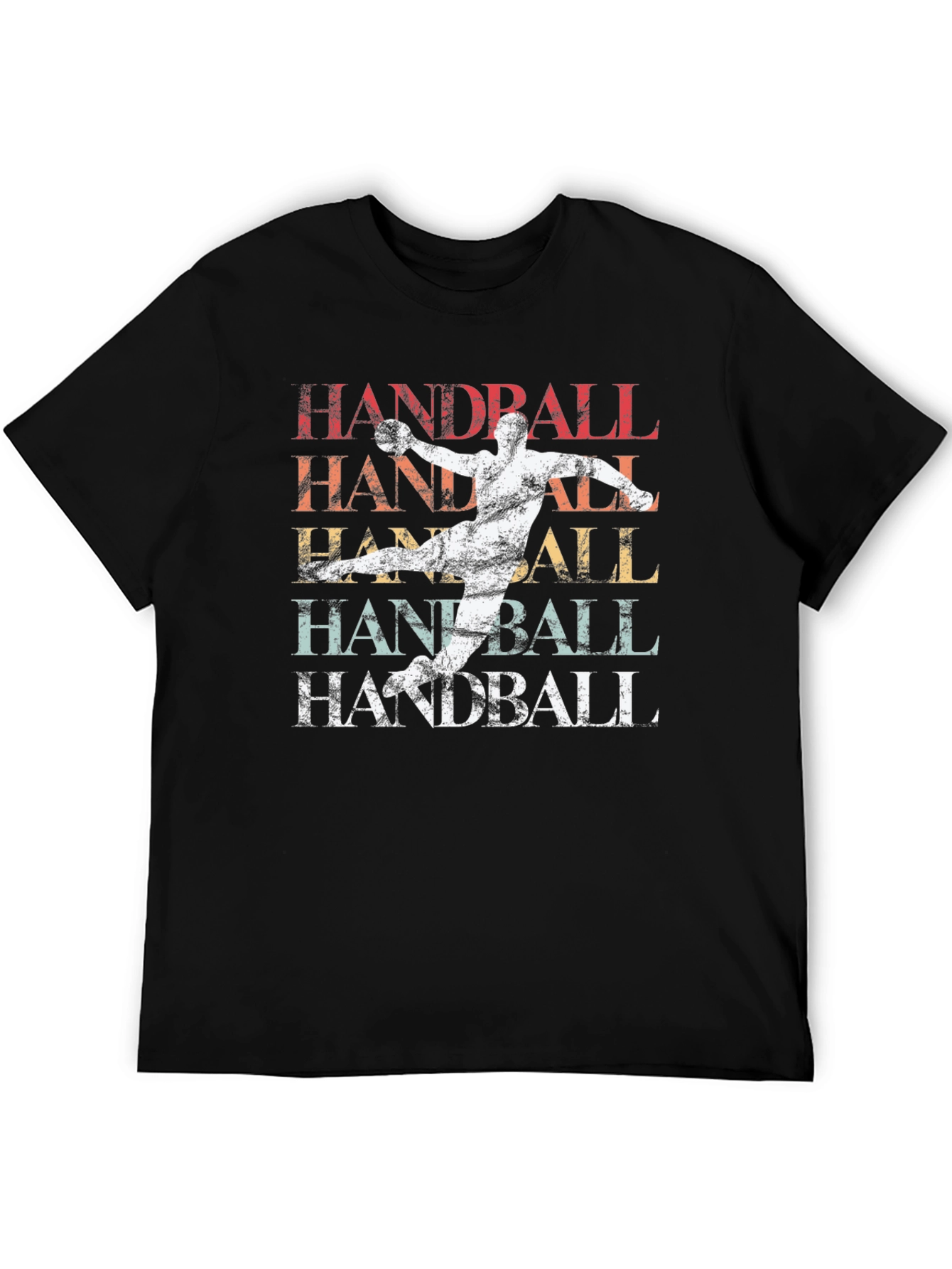Black Handball Retro Style Graphic T-Shirt view 5