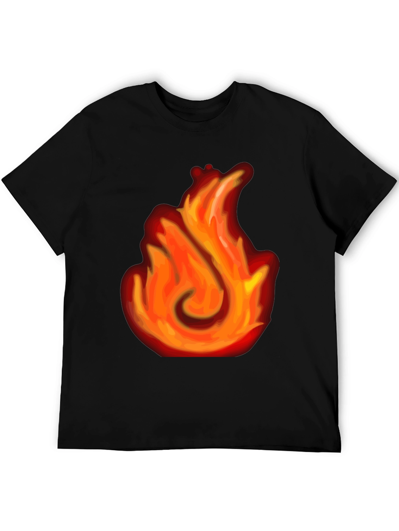 Black Fiery Flame Graphic Black T-Shirt view 5