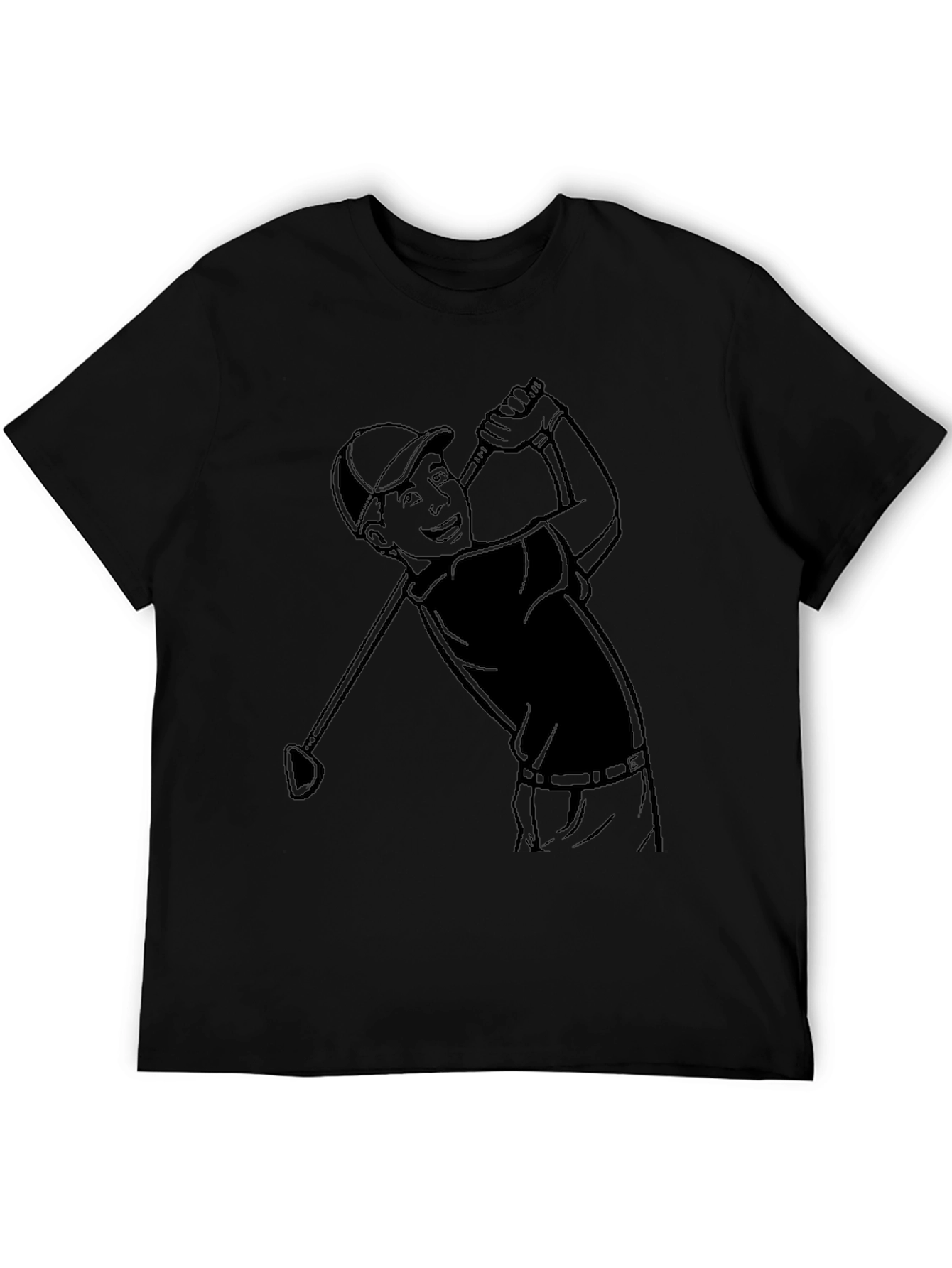 Black Golf Cartoon Tee - Classic Player Design view 5
