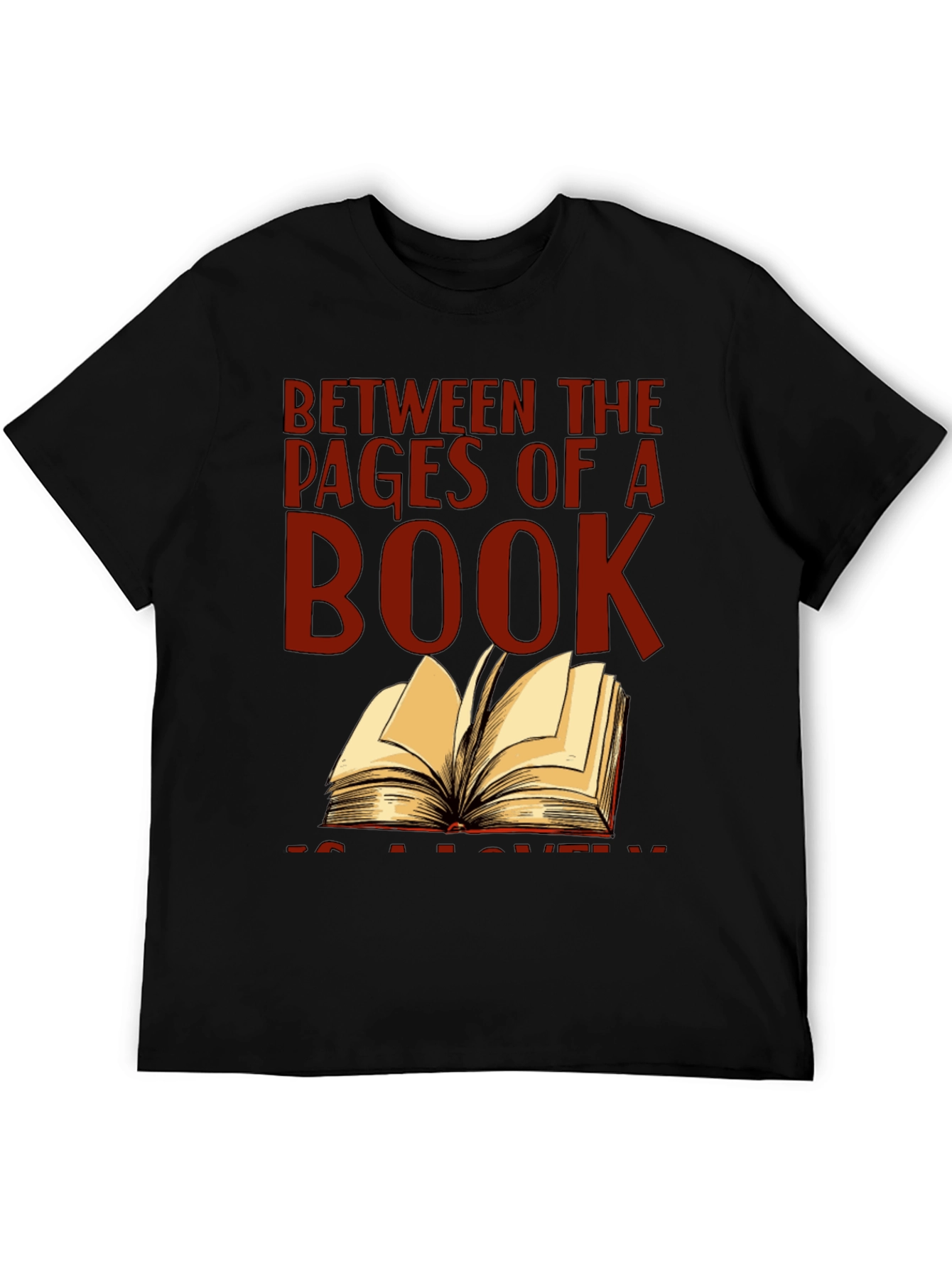Black Bookworm T-Shirt: Between the Pages of a Book view 5